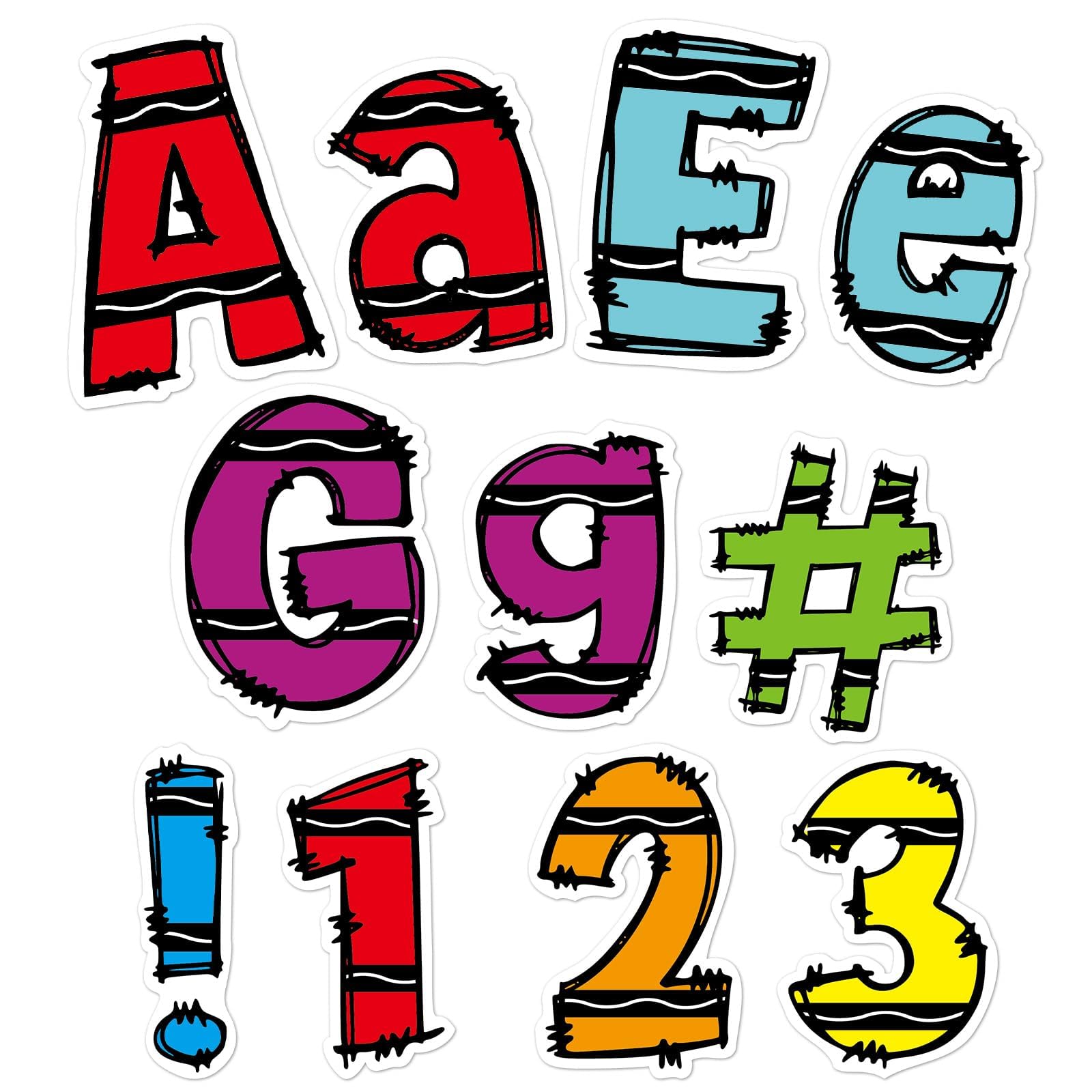 260PCS Crayon Bulletin Board Letters for Classroom 4” Letters Combo Pack Set Colorful Crayons Classroom Decorations Alphabet Numbers Symbols Letters