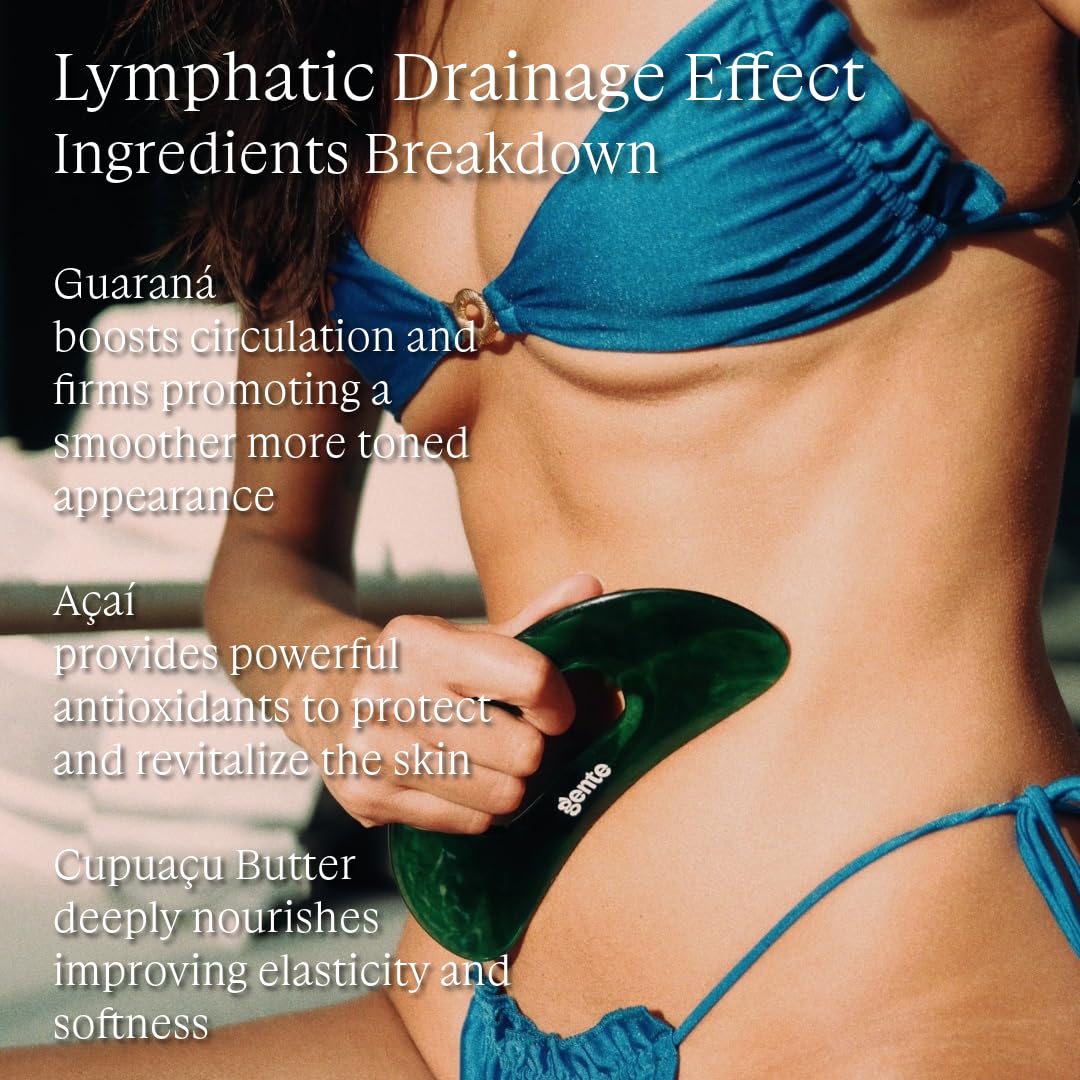 Gente Lymphatic Drainage Effect Body Lotion – Firming & Sculpting Cream for Water Retention, Bloating & Cellulite Appearance – Hydrating Brazilian Formula with Caffeine, Guarana & Açaí – 6.7 oz