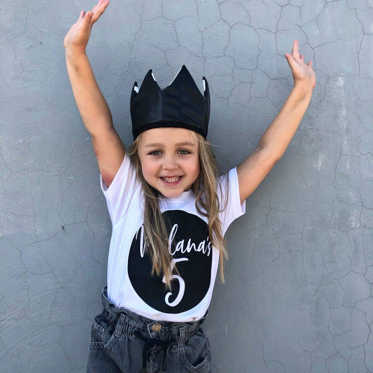 HandmadeCustom Birthday name & age unisex Kids T-Shirt