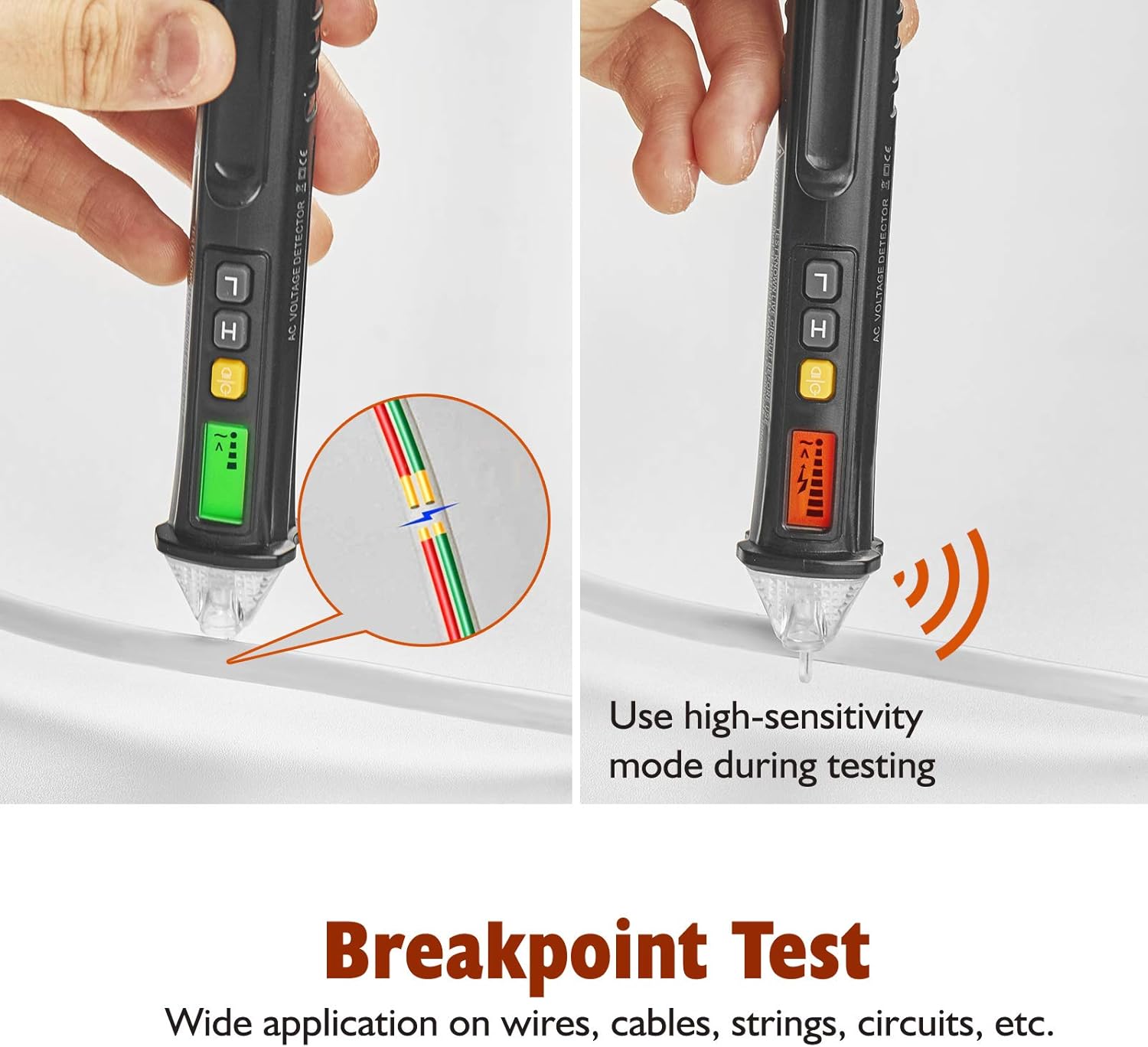 ZEJURP Non Contact Voltage Tester, AC Electrical Voltage Tester, Multi Adjustable Sensitivity Electrical Tester with, Buzzer, LED, 12V to 48V-1000V, Electricity Tester LCD Display NCV Live/Null Wire - - 