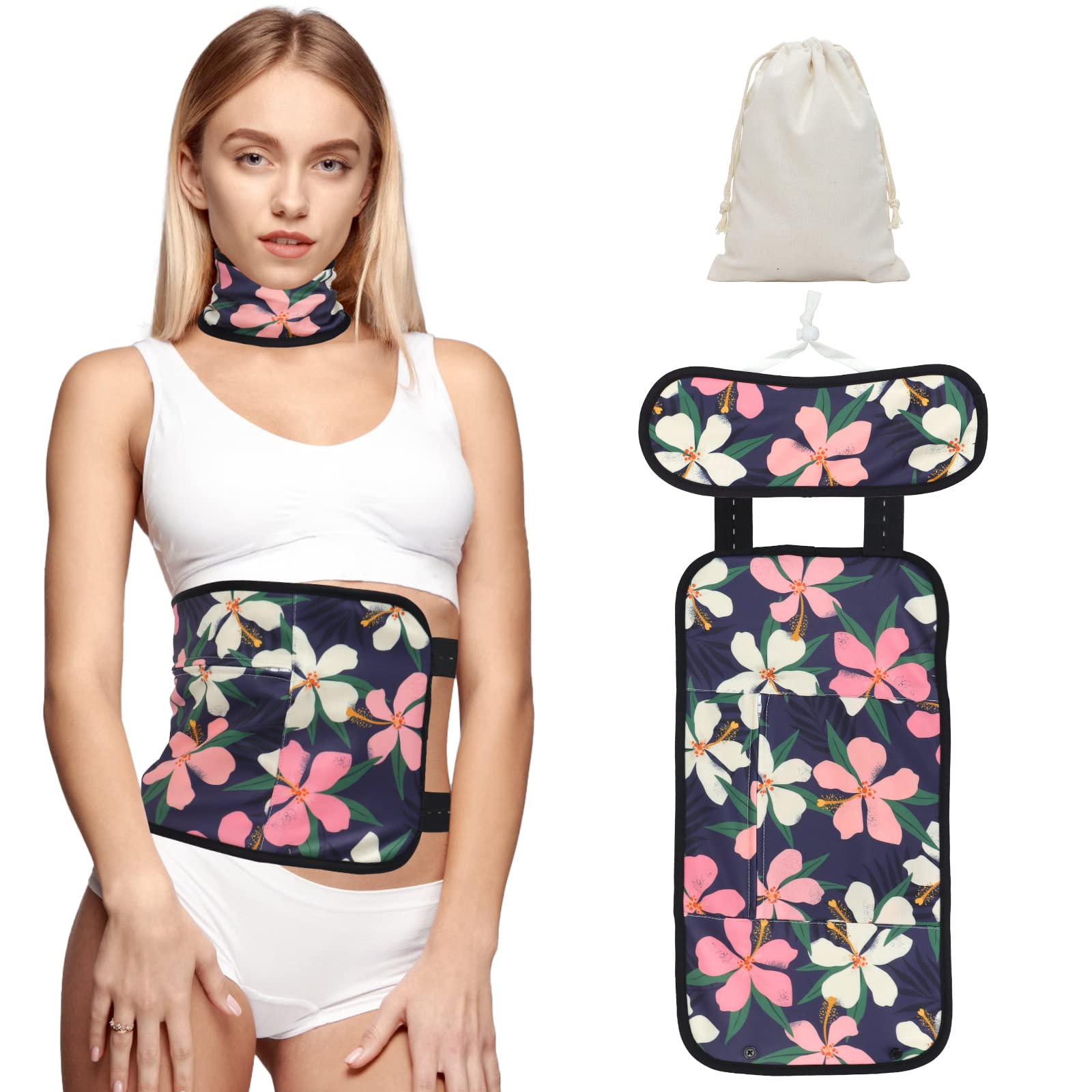 FunisFunCastor Oil Pack Wrap for Neck and Waist, Reusable Organic Castor Oil Pack Compress Kit with Storage Bag for Liver Detox, Constipation and Inflammation (Castor Oil Not Included)