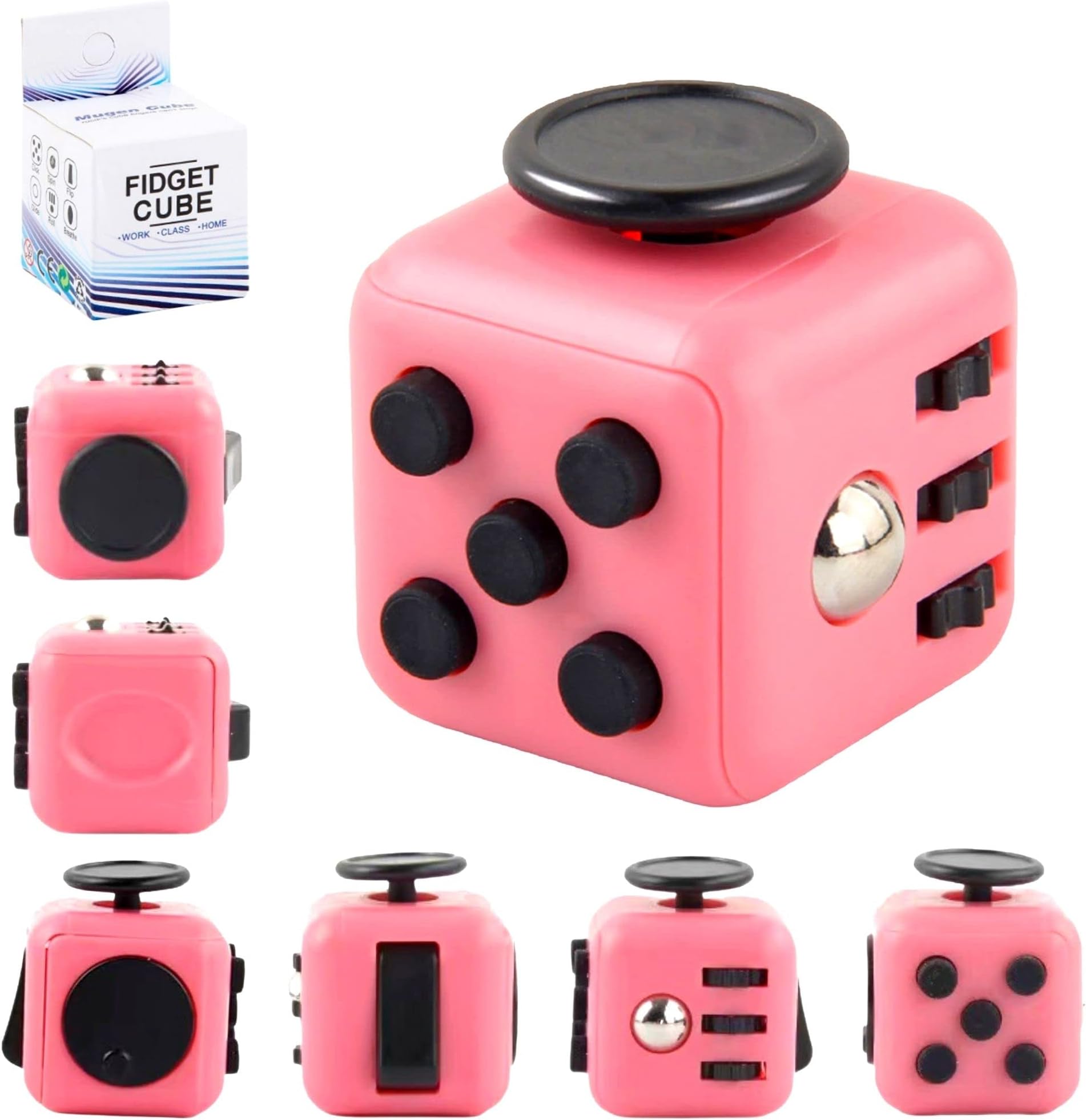 Yeefunjoy Fidget Cube, Pink Anti-Stress Cube With 6 Different Sides, Portable Anxiety Relief Finger Toy, Gift for All Ages Children and Adults
