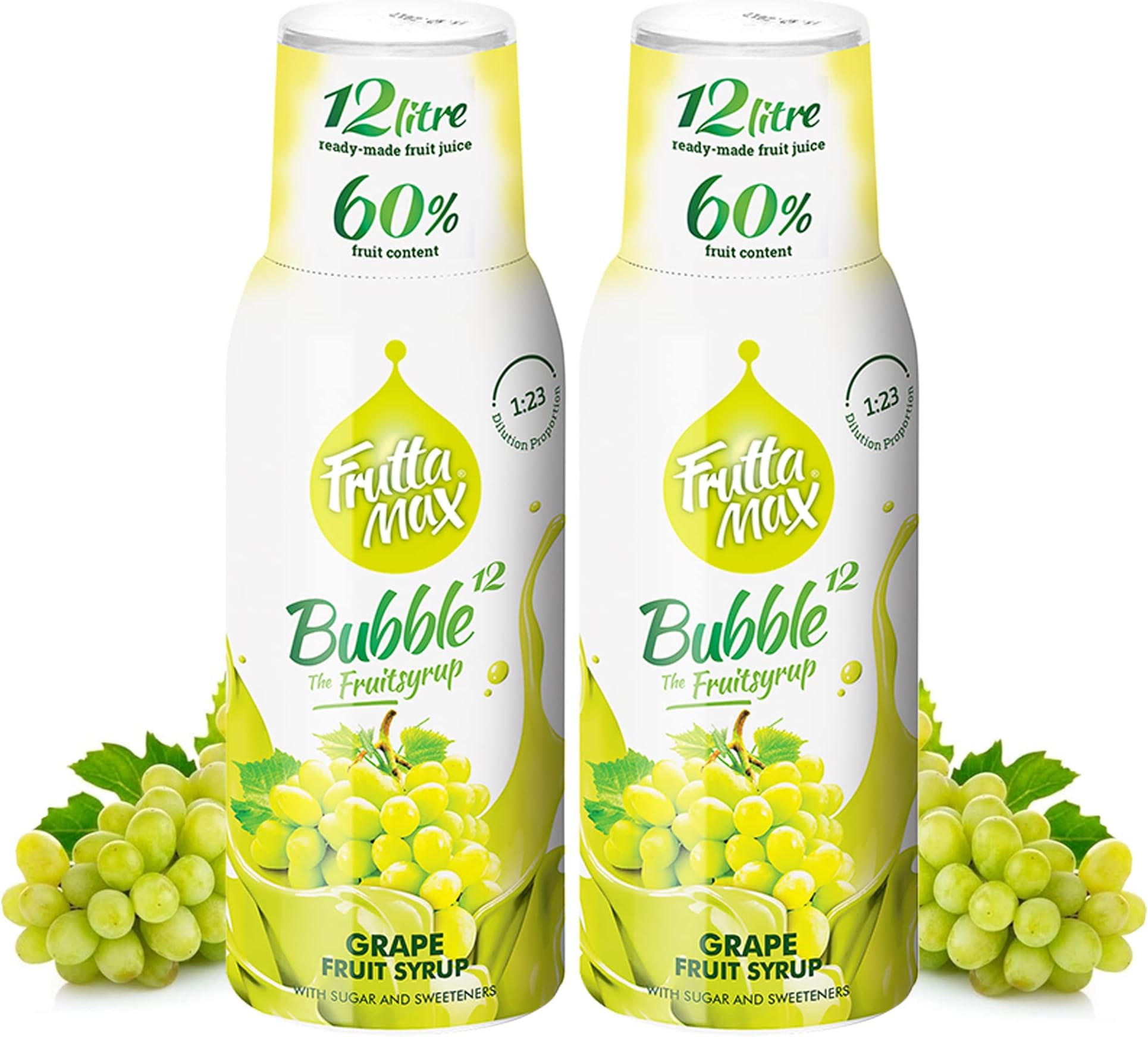 2 Pack - FruttaMax Grape Syrup | Less Sugar | 60% Real Fruit Concentrate | Suitable for soda Machine 2x500ml