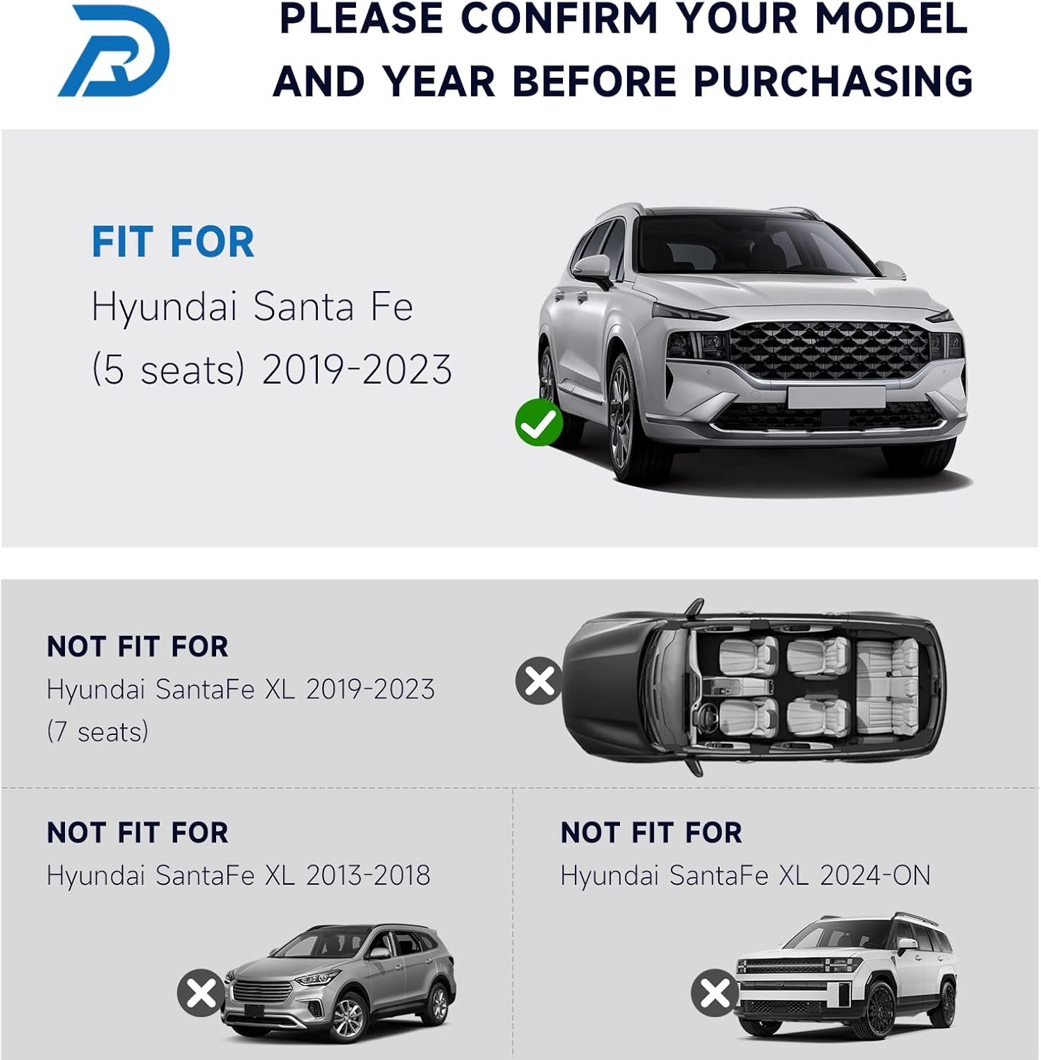 DORENA in-Channel Rain Guards Window Visors Fit for Hyundai Santa Fe 5 Seats 2019 2020 2021 2022 2023(Not for XL 7 Seat) Window Deflectors, Vent Deflector, Vent Window Visors Car Accessories 4pcs