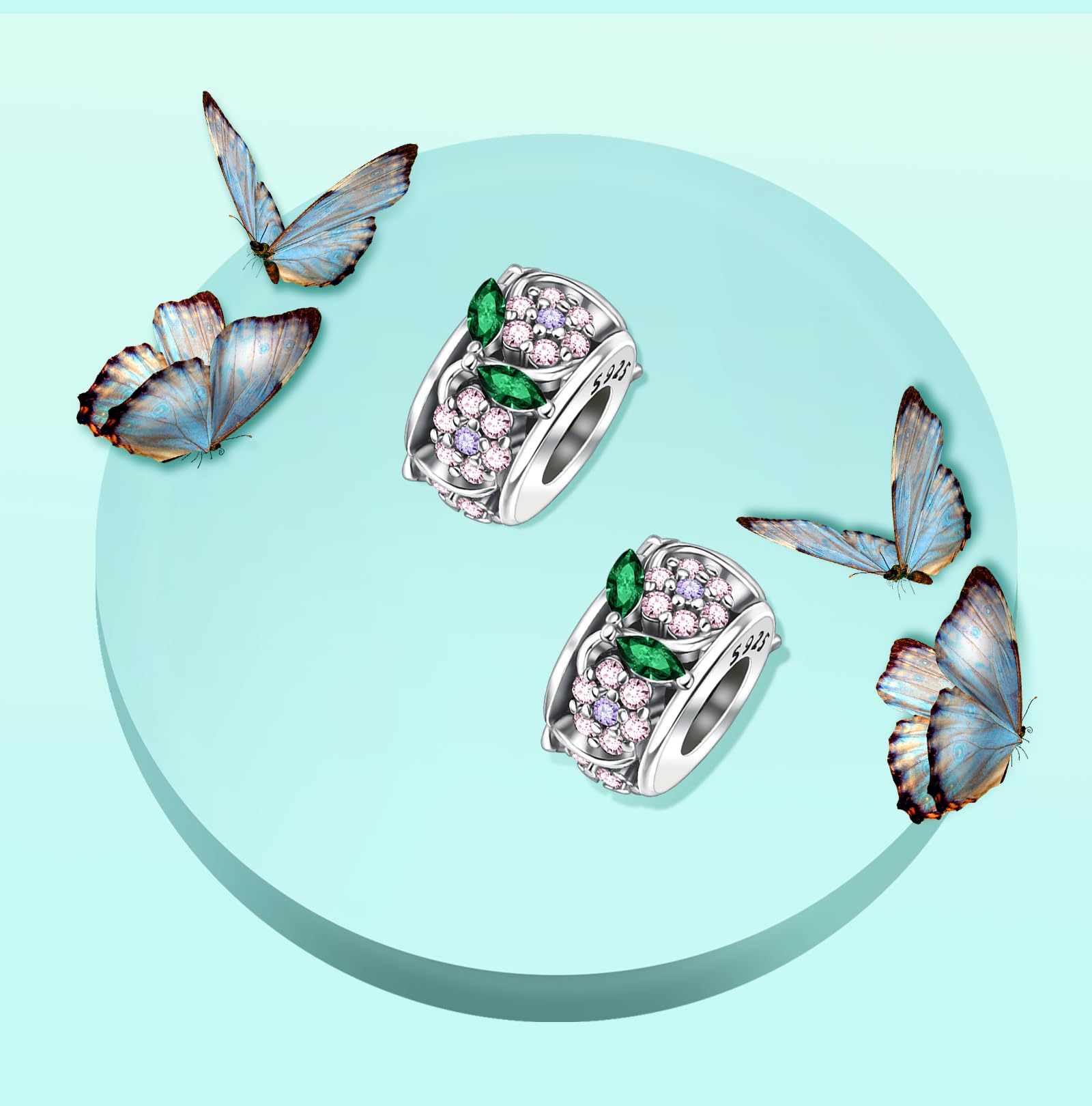 Annmors 925 Sterling Silver Clips Distanziatore Catena di Sicurezza Ferma Ciondoli Ciondolo in Vetro di Murano per Donna Bracciale Collana Gioielli Regalo