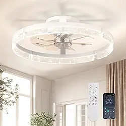 Hivento Ventilador de Teto, Controle por APP & Remoto, 6 Níveis de Velocidade, Luz LED Dimerizável (3000K–6500K), Motor DC Reversível e Silencioso, Compatível com 110V/220V