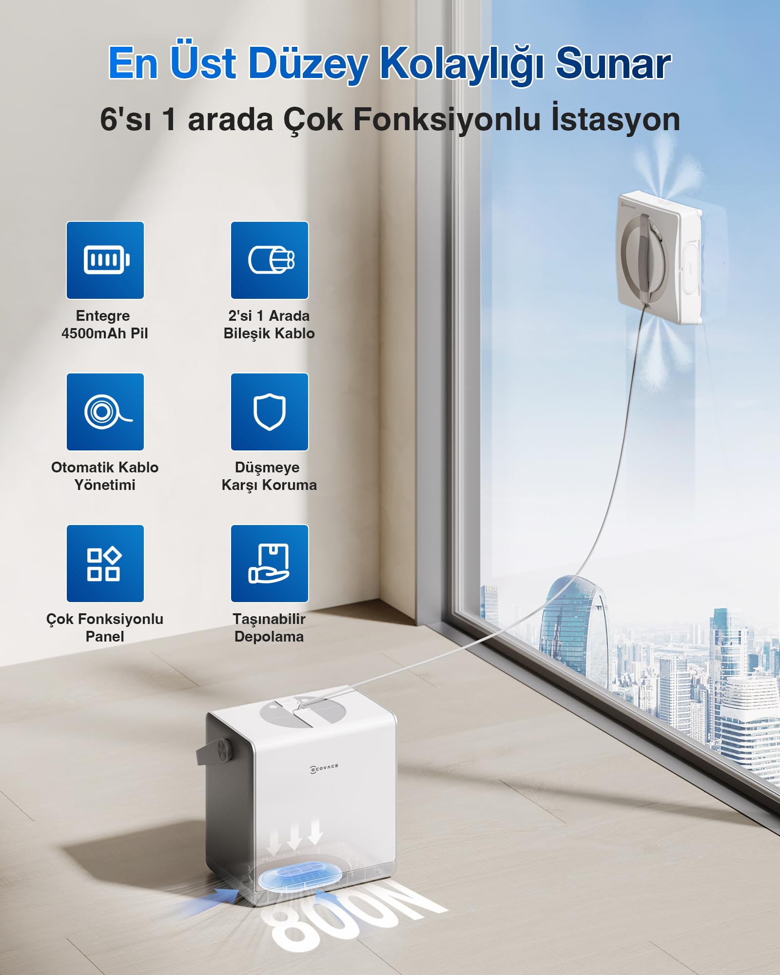 ECOVACS WINBOT W2 PRO Omni Cam Temizleme Robotu, 6'sı 1 Arada Çok