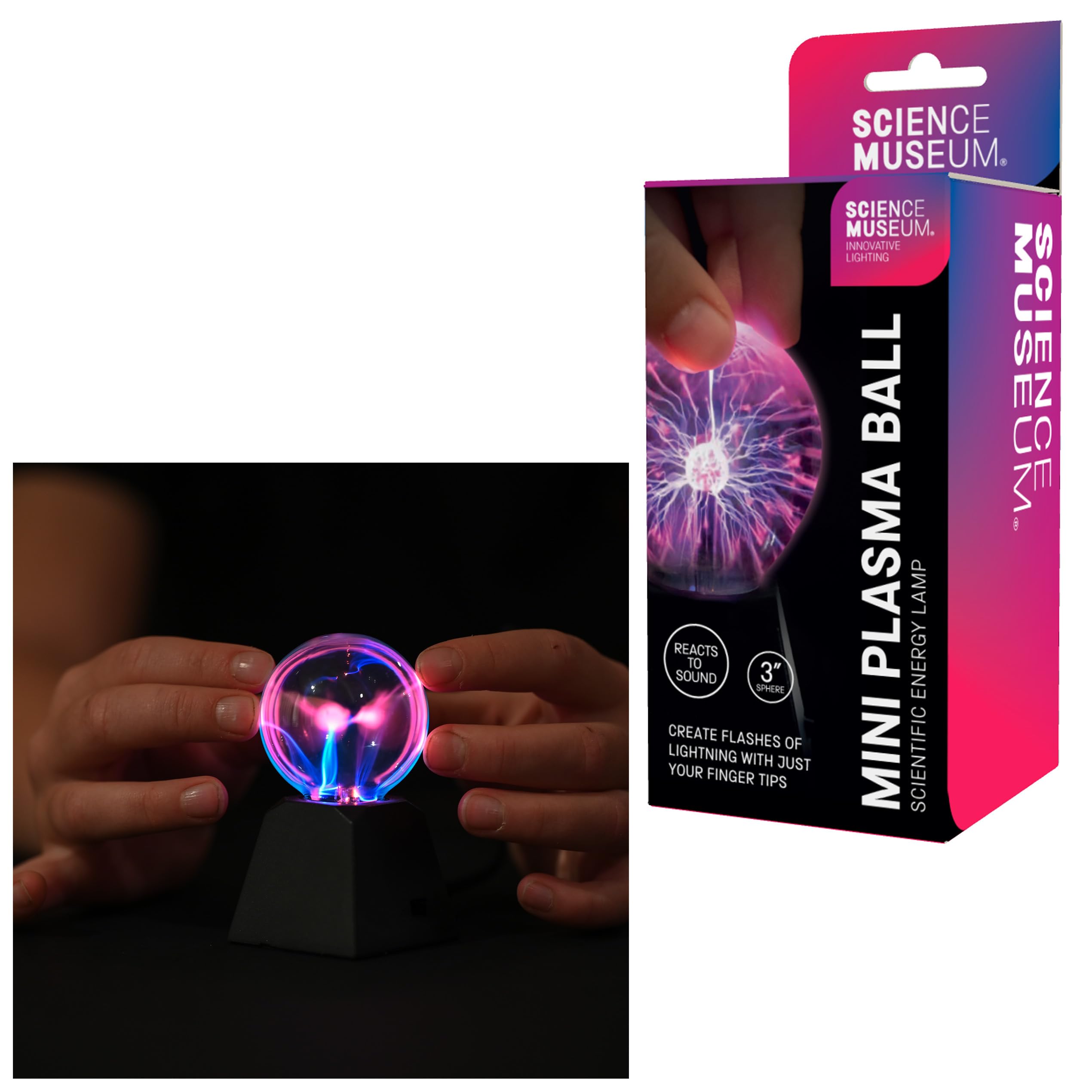 Plasma Mini Ball 3"" Touch Reactive Science Light Up Globe Lamp Night Light