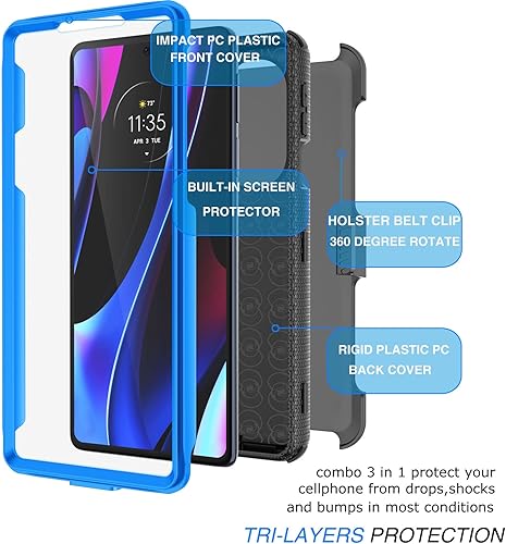 Miniatura 7 de Tekcoo Para Motorola Edge Plus 5G UW 2022 Moto Edge+ 30 Pro X30 XT2201 Funda Clip Tshell Absorción de golpes Pantalla integrada Cinturón de