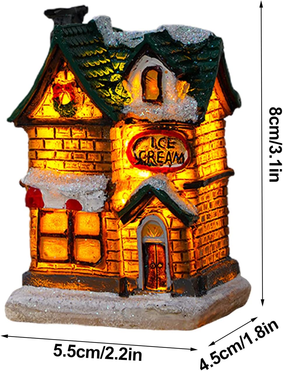 MSUIINT 5PC Christmas Winter Village Houses Set, LED Lighted DIY Christmas Scene Figurines Decor Xmas Miniature Resin Ornament Kits, Xmas Shining House Street Lamp Room Decor for Holiday Party, F-L