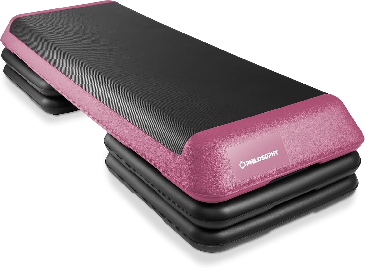 Philosophy Gym Aerobic Exercise Adjustable Step Platform, Health Club Size, with 4 Risers Included