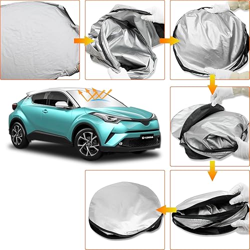 Miniatura 6 de D-Lumina Parasol para parabrisas delantero para to-yota CH-R 2018-2023, parasol plegable para ventana delantera para rayos UV y protección solar