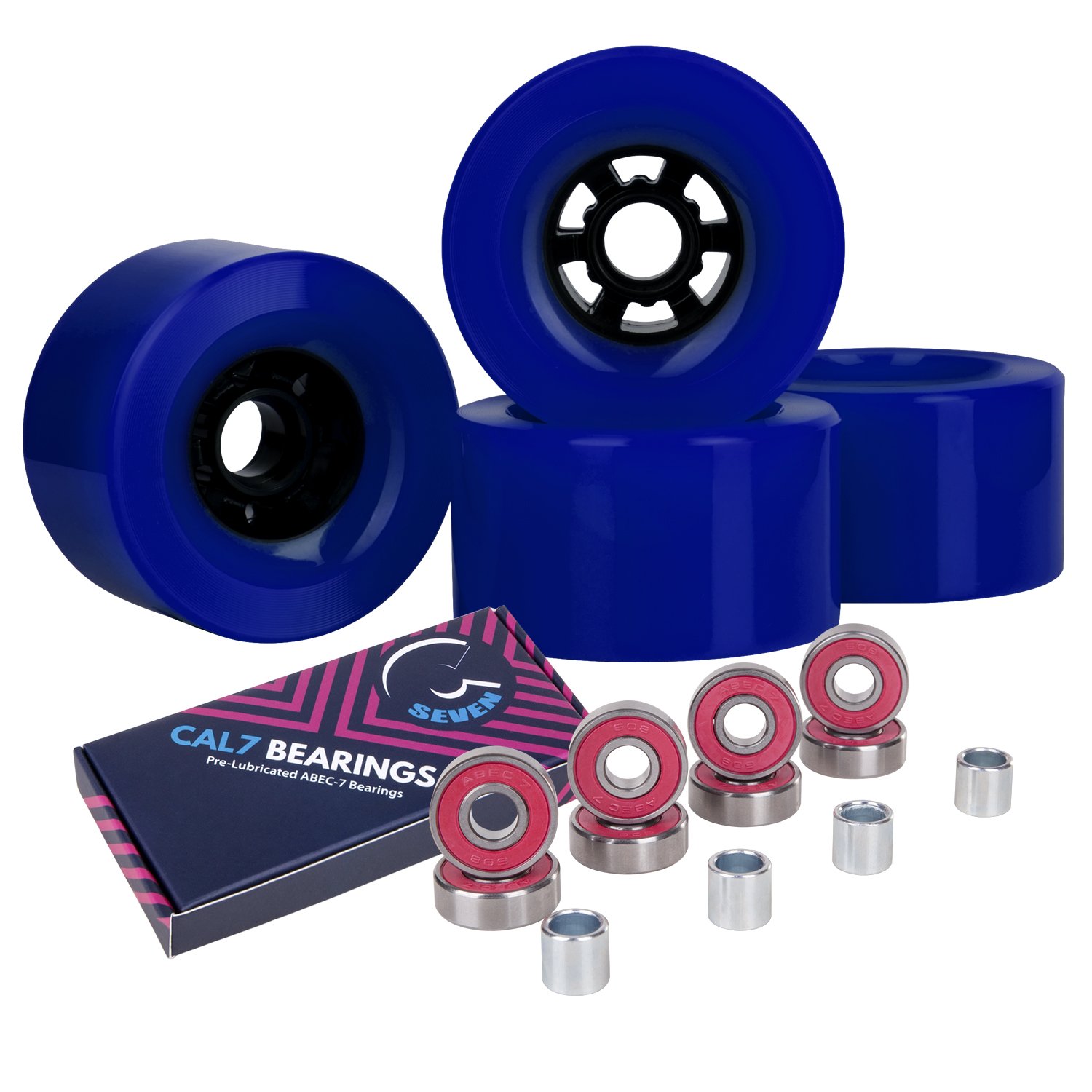 Cal 7 97mm 78A Cruiser Skateboard Wheels, Longboard Flywheel (Solid Blue)