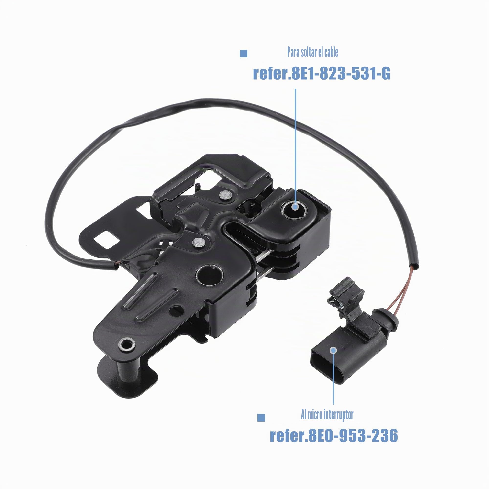 X AUTOHAUX Motor Capó Pestillo Para Audi A4 2002-2009 1pc Negro | Para Audi S4/RS4 2004-2009, OE:8E0-823-509-D,8E0-823-509-A,8E0-823-509-B,8E0-823-509-C, Material:Plástico