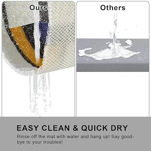 Miniatura 10 de Tapete antideslizante para bañera, tapete de baño antideslizante de 0.6 pulgadas, extra grueso, de secado rápido, tapete de ducha antideslizante,
