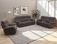 Vista 13 de Juego de sofá reclinable de pana, sofá reclinable manual con portavasos/mesa auxiliar, cómodos sofás reclinables de tela, juegos de muebles de sala