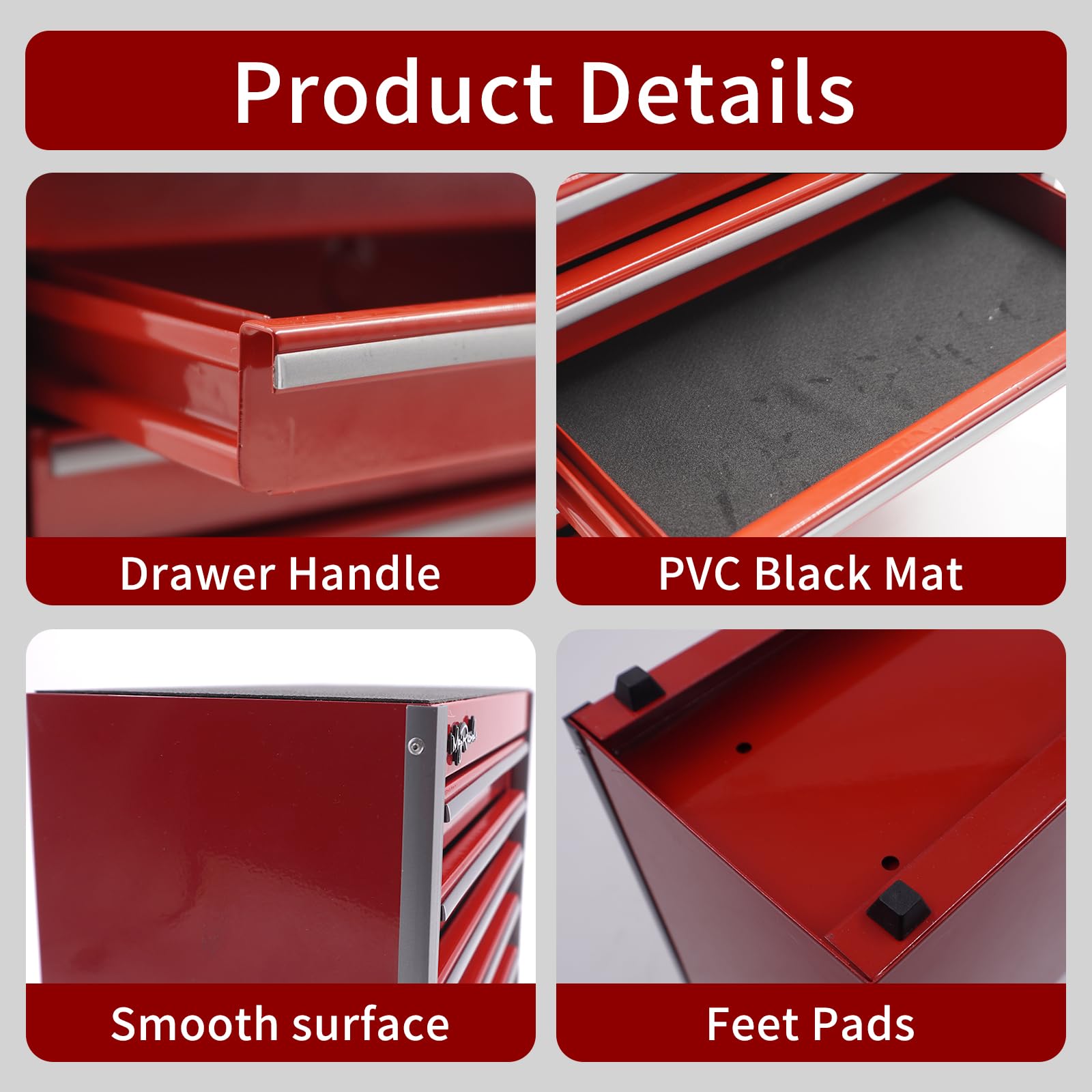 Mini caja de herramientas de metal roja con 5 cajones y almacenamiento superior, bricolaje en casa | Almacenamiento y organizadores de herramientas portátiles