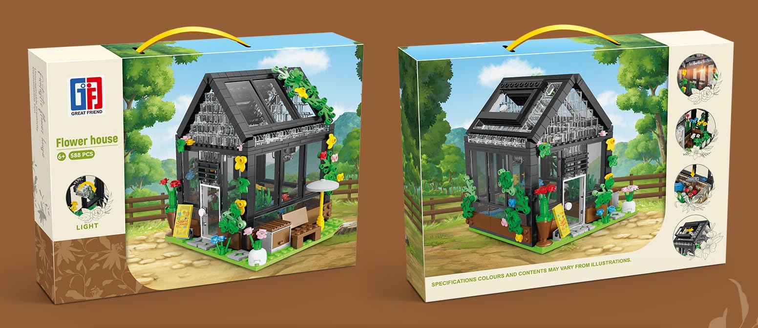 iZEL Kids Puzzle City Flower Art Building Blocks, Light Transparent Flower House, 588 Pieces, 6+ Years - Image 2