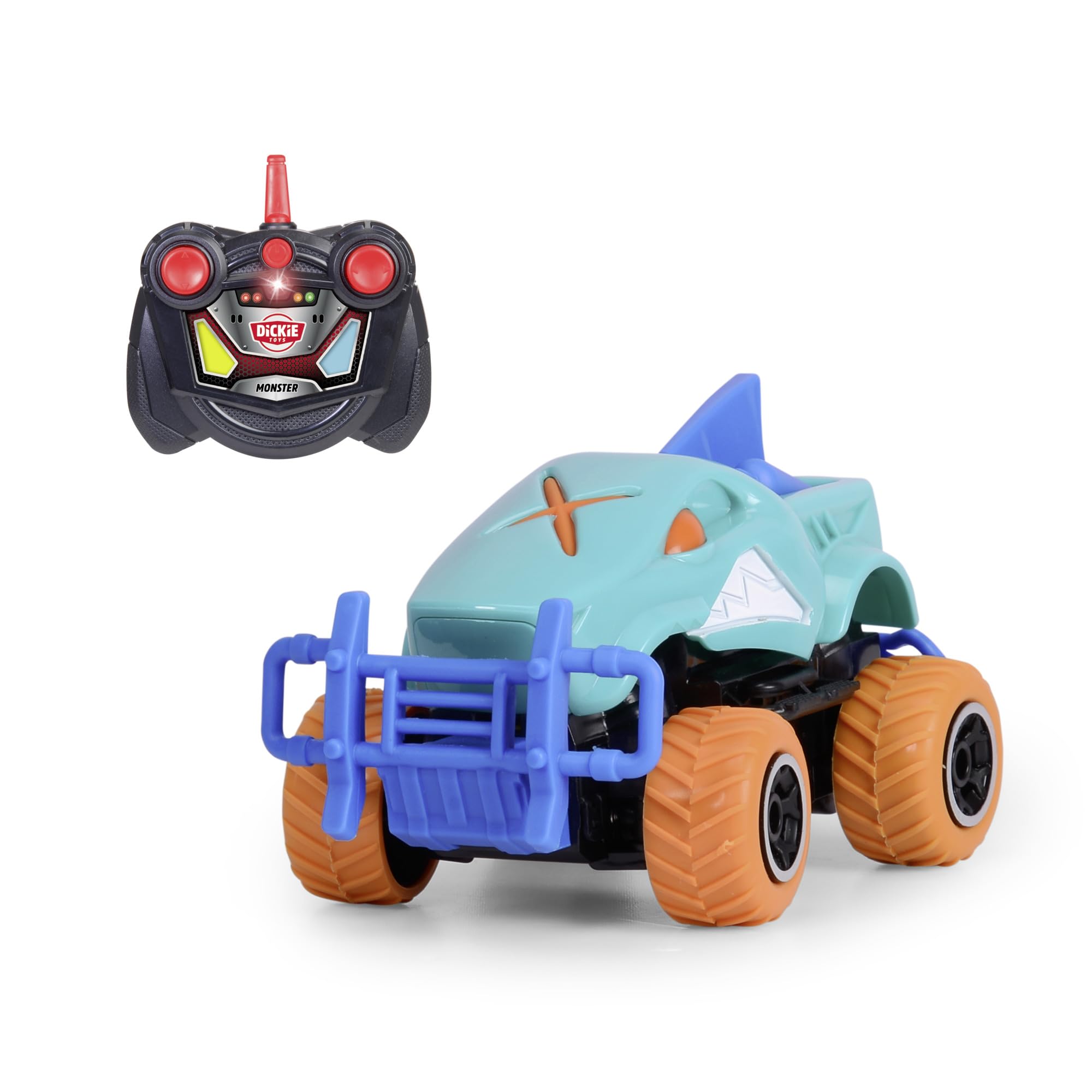 Dickie Toys - RC Monster Shark Car (14 cm) - Remote Controlled Monster Truck from 6 Years in Cool Shark Look - Remote Control Car for Children, 8 km/h, 2.4 GHz Remote Control, Batteries Included