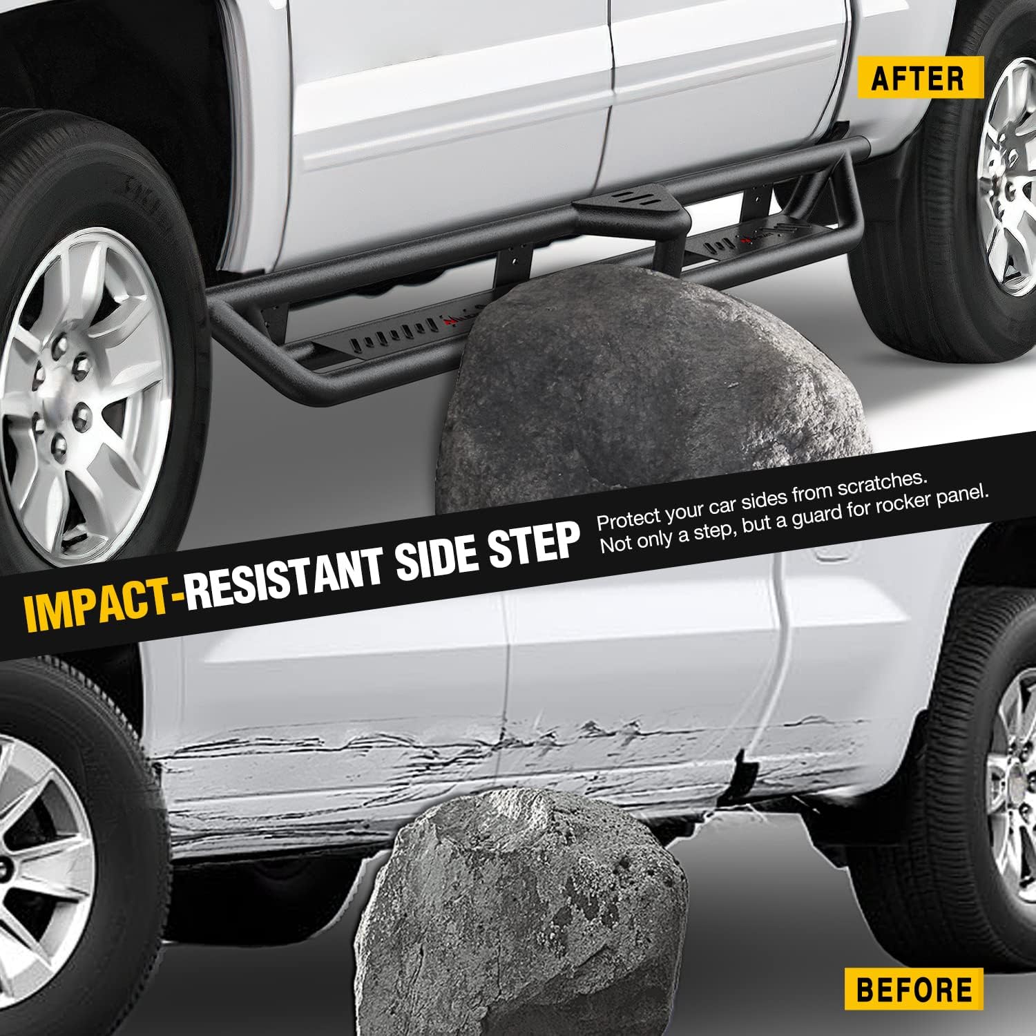 Nilight Running Boards for 2007-2018 Chevy Silverado/GMC Sierra 1500;2007-2019 Chevy Silverado/GMC Sierra 2500HD 3500HD Extended Dual-StageTextured Powder Coated Side Step Nerf Bars