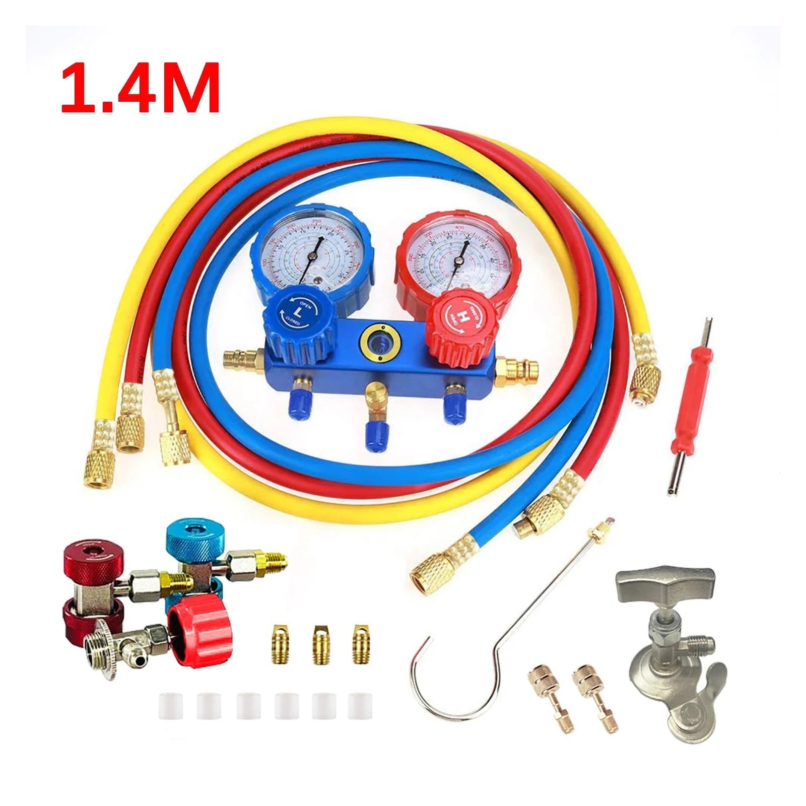 Adaptador de Manguera de manómetro de colector de presión de Aire Acondicionado de Coche R22 R-410A R-134a R-404A manómetro de refrigerante Detección en Tiempo Real