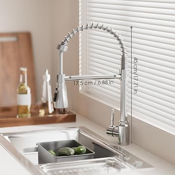 Kitchen Tap, Single Handle Sink Taps, Stainless Steel Grohe Kitchen Tap, Polished Chrome, Silver-with mounting Accessories- for UK Standard Fittings