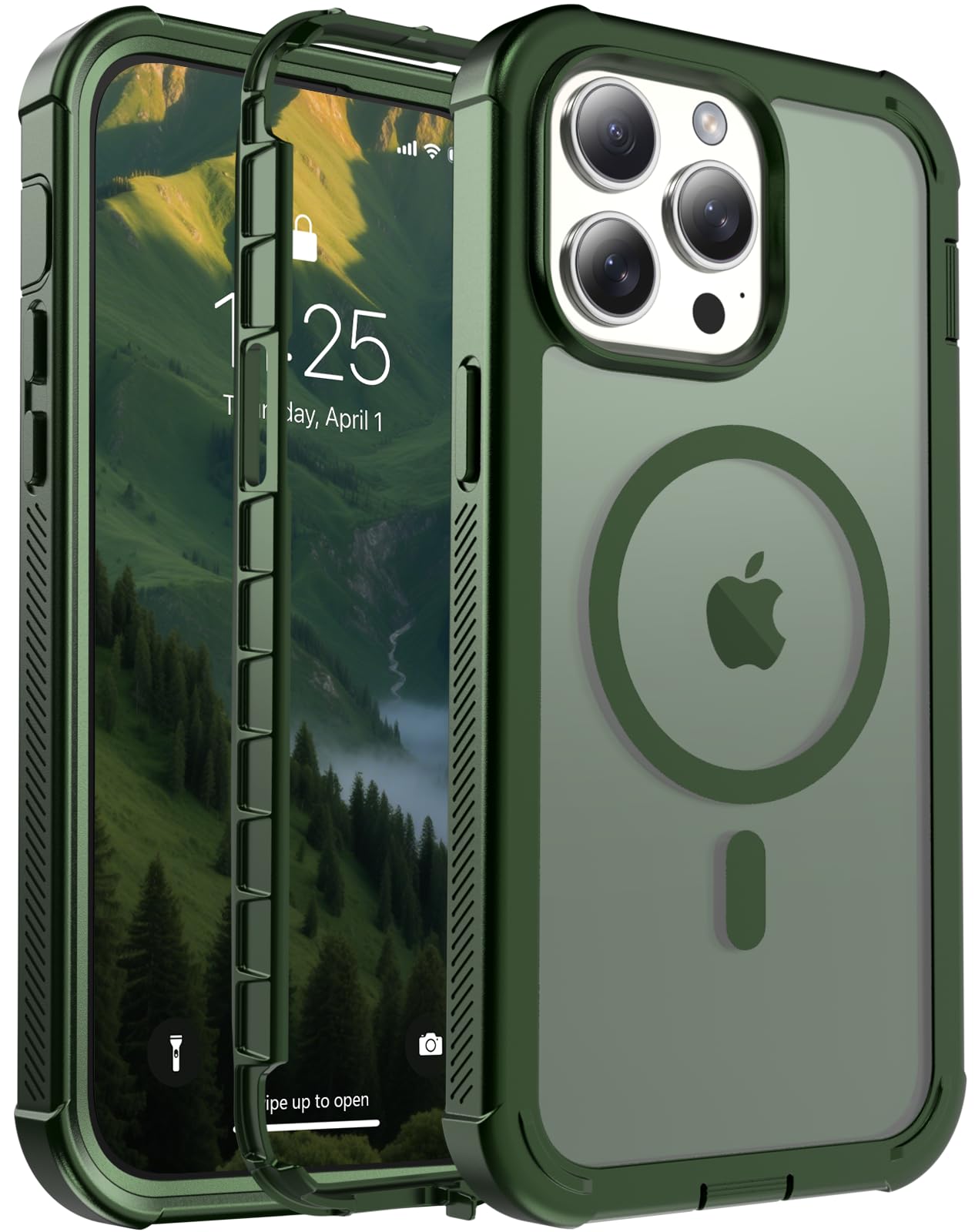 jaroco Magnetic for iPhone 14 Pro Max Case Heavy Duty Protection Army Green