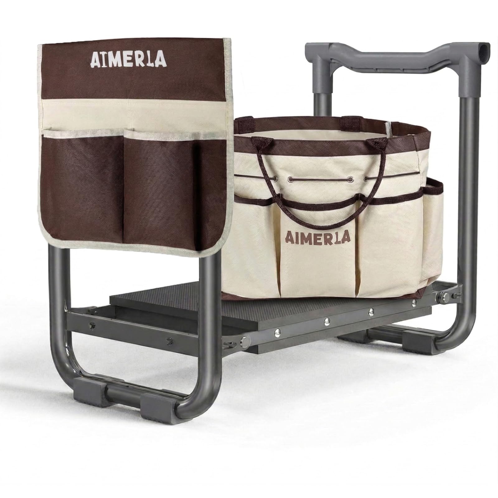 aimerla foldable garden kneeler seat heavy duty [upgraded widened thick kneeling pad] garden stool with large garden tool bags with pockets - portable garden bench gardening gifts for parents