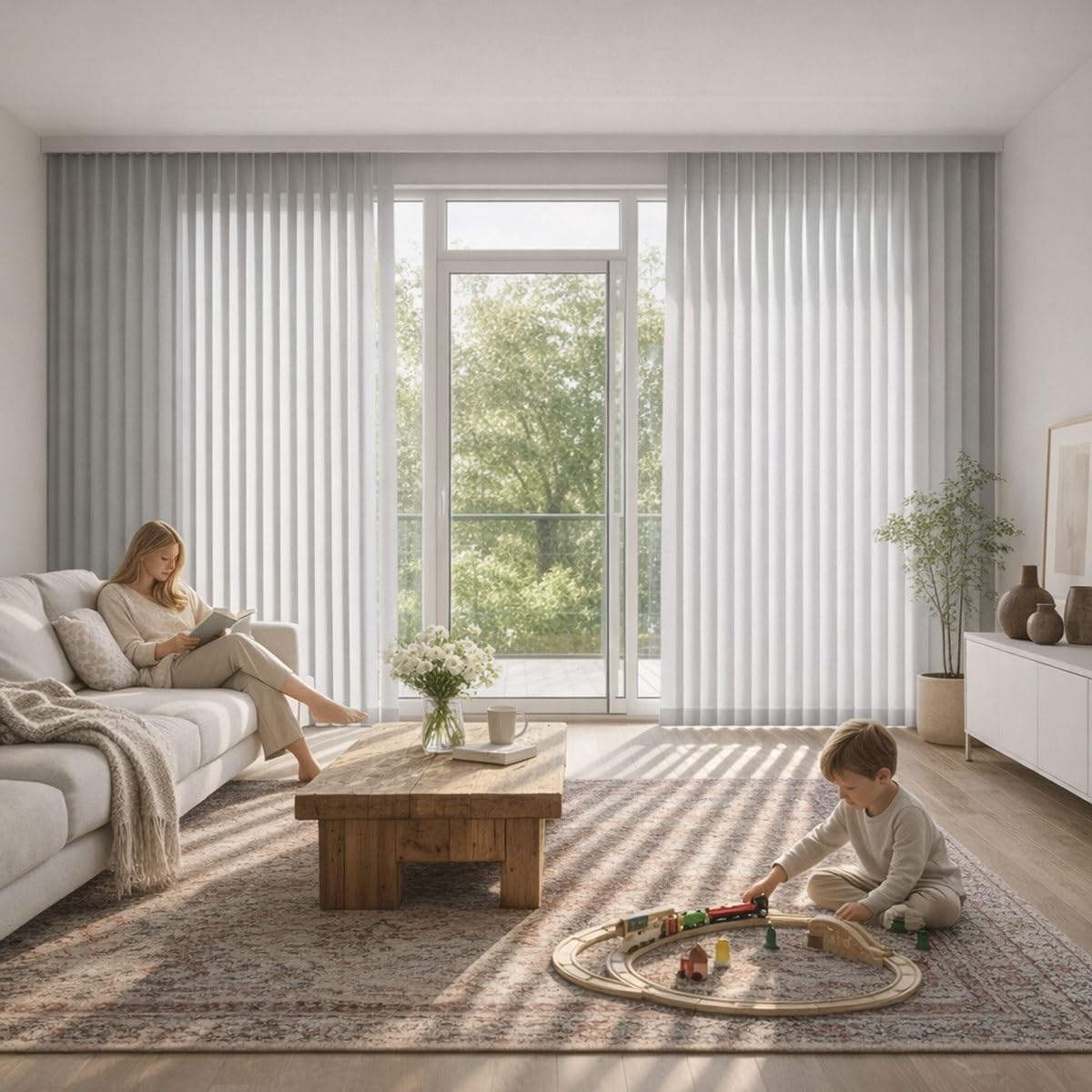 Lamellenvorhang Vertikaljalousien für Den Innen– 60–320cm Breite X 100–300cm Höhe, Lichtdurchlässig Jalousien, Verdunkelungsvorhänge Nach Maß, für Zuhause Büro, Grau(W130x160cm)