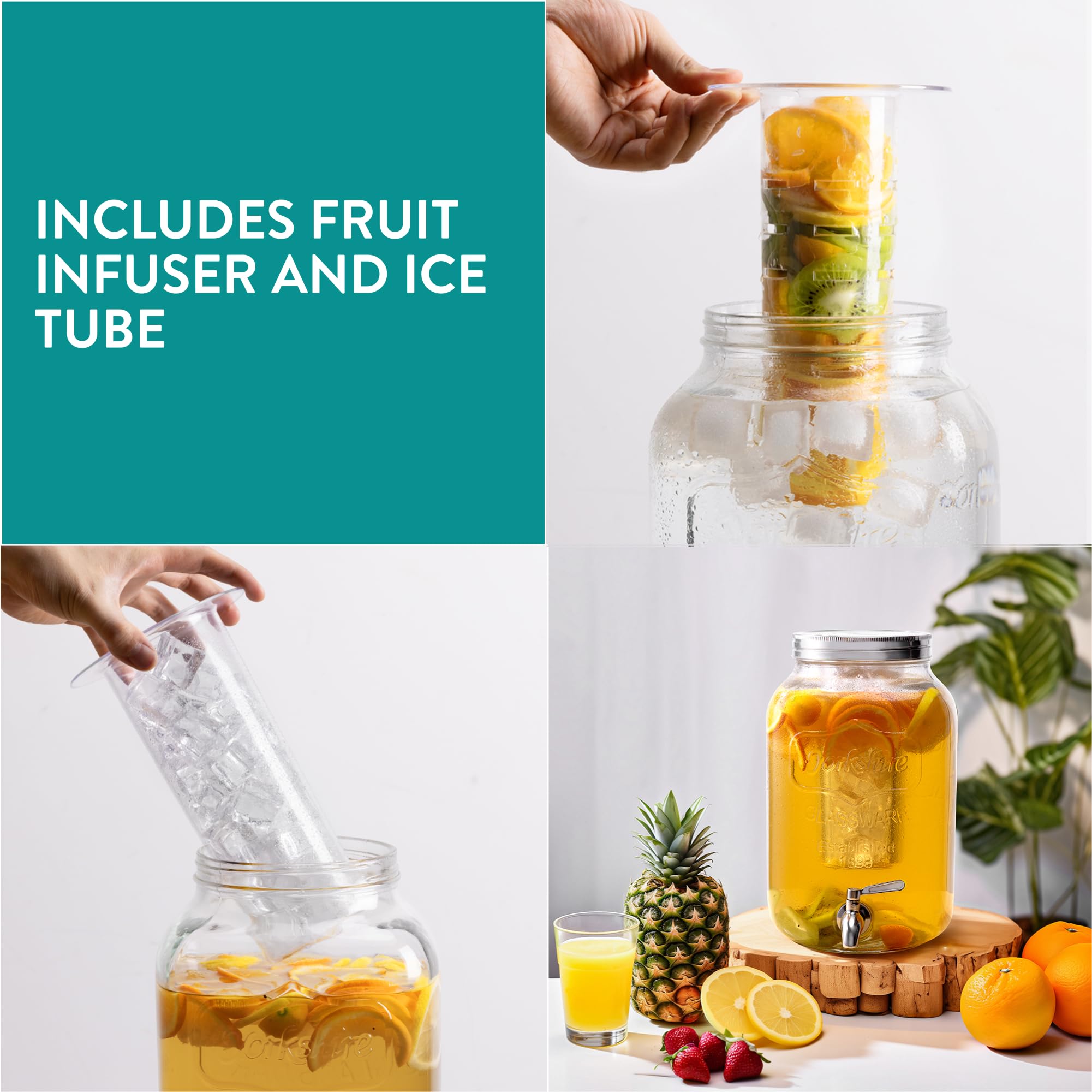 Navaris Glazen Drankdispenser Met Kraantje 5 L Drank Dispenser Houten Standaard Limonadetap Deksel Van Hout Voor Koude Of Warme Dranken 663173919