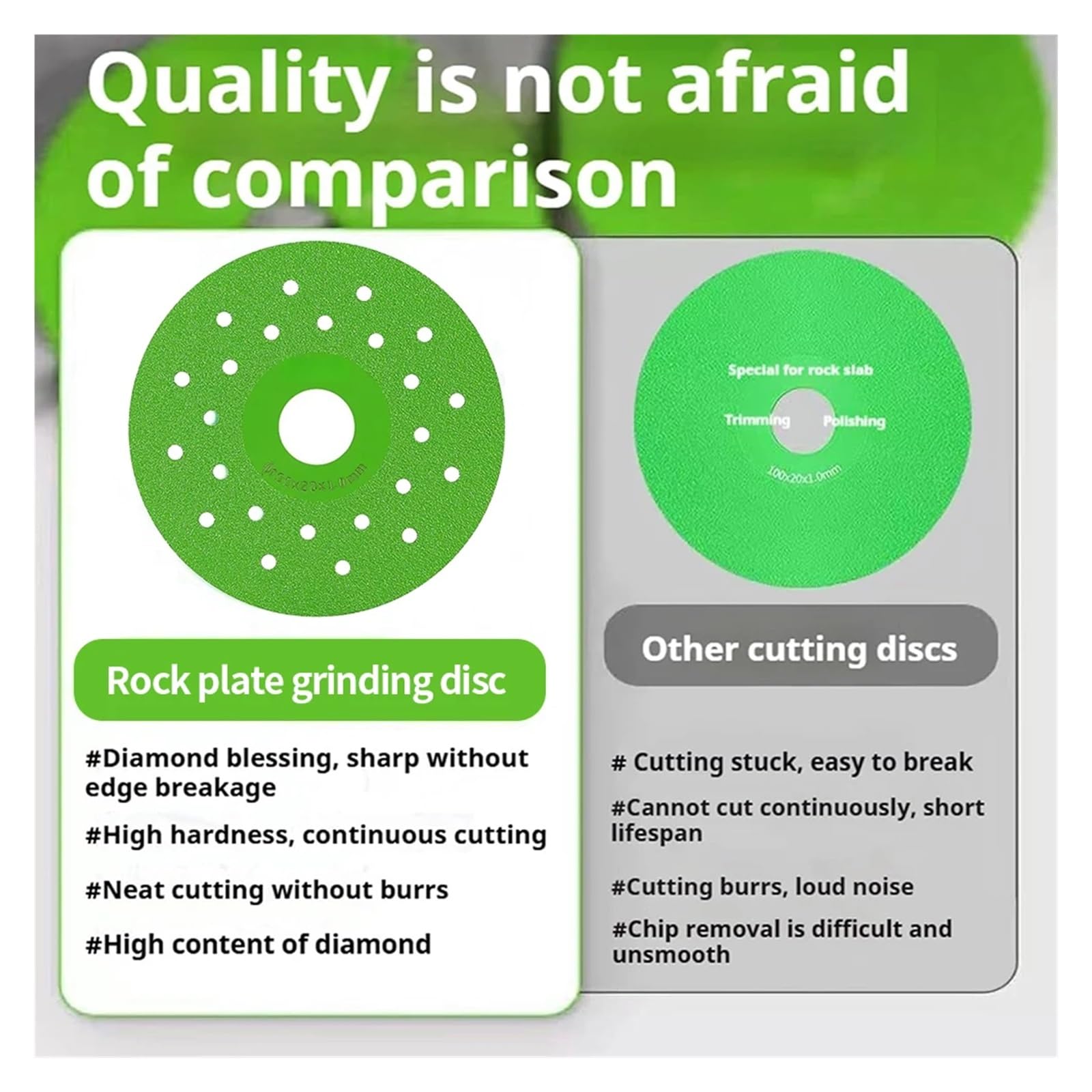 Disco de amolado para losas de roca, Losa de roca diamante verde 115 mm, disco corte for moler, azulejo porcelana mármol cerámico, 4 Uds