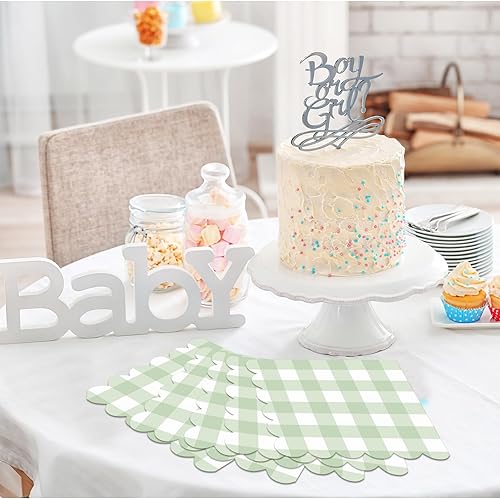 Miniatura 10 de 100 servilletas de cóctel festoneadas a cuadros, servilletas de papel grueso, servilletas festoneadas desechables para decoraciones de fiestas,