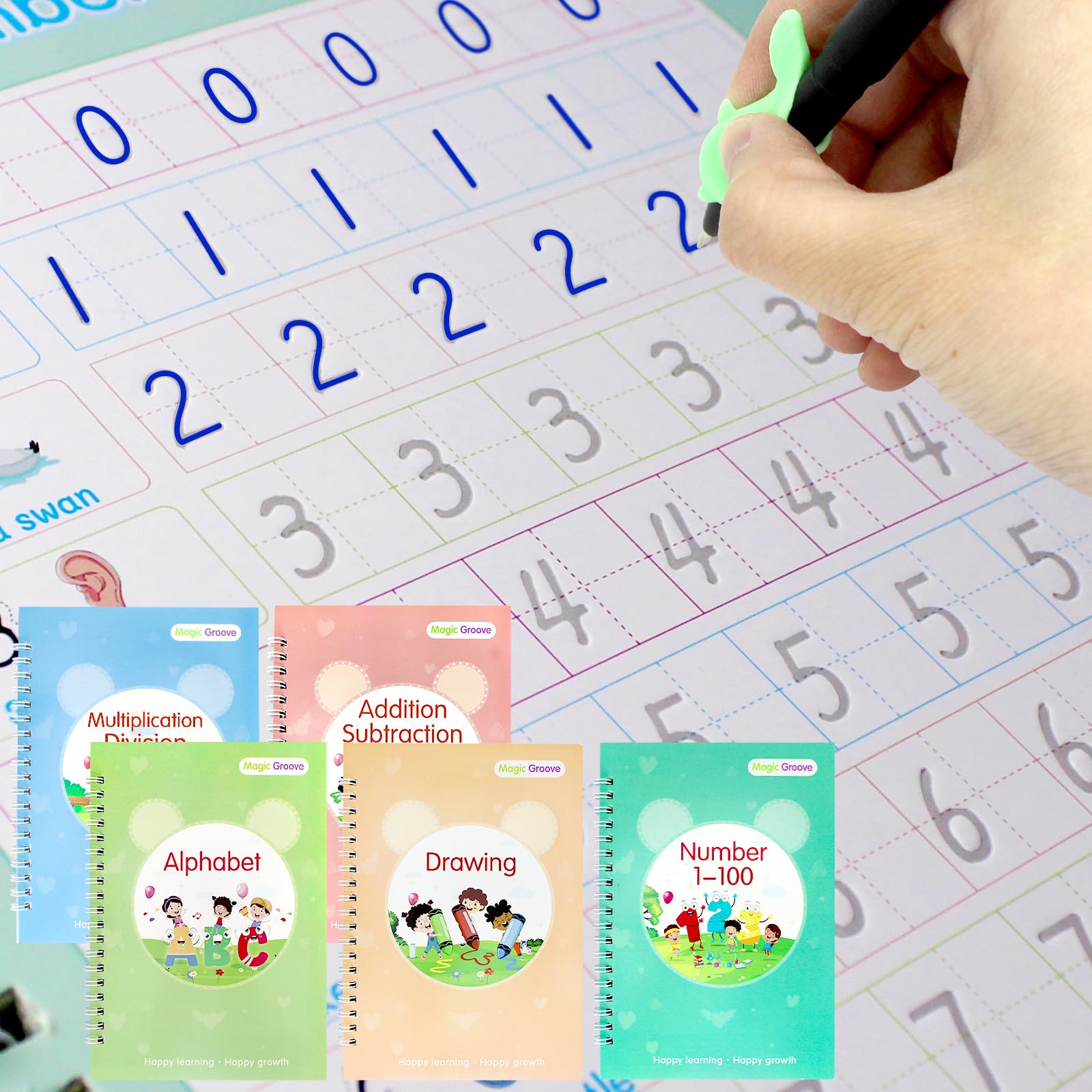 Learn To Write Letters Numbers Tracing Book Reusable Magic Grooved ...