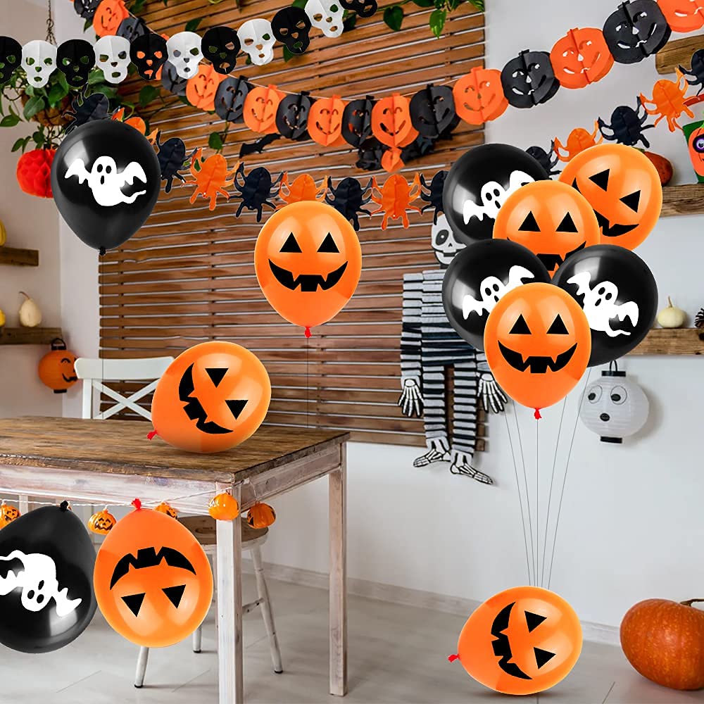 Halloween Deko Set Mit Ballons & Girlande - Komplett-Set Für Grusel-Party