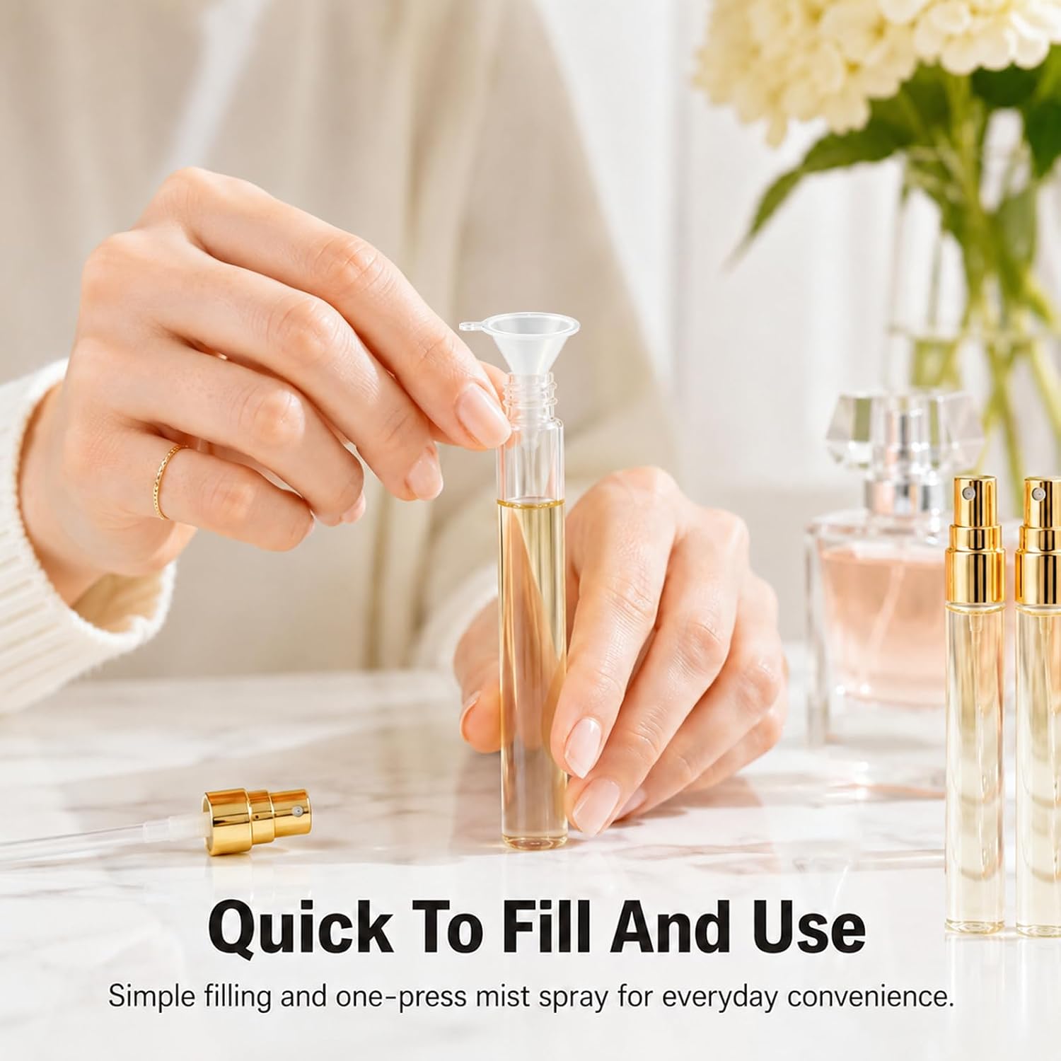 50Pcs 10ml Glass Perfume Spray Bottles with 3 Droppers,3 Funnels,3 Nozzles