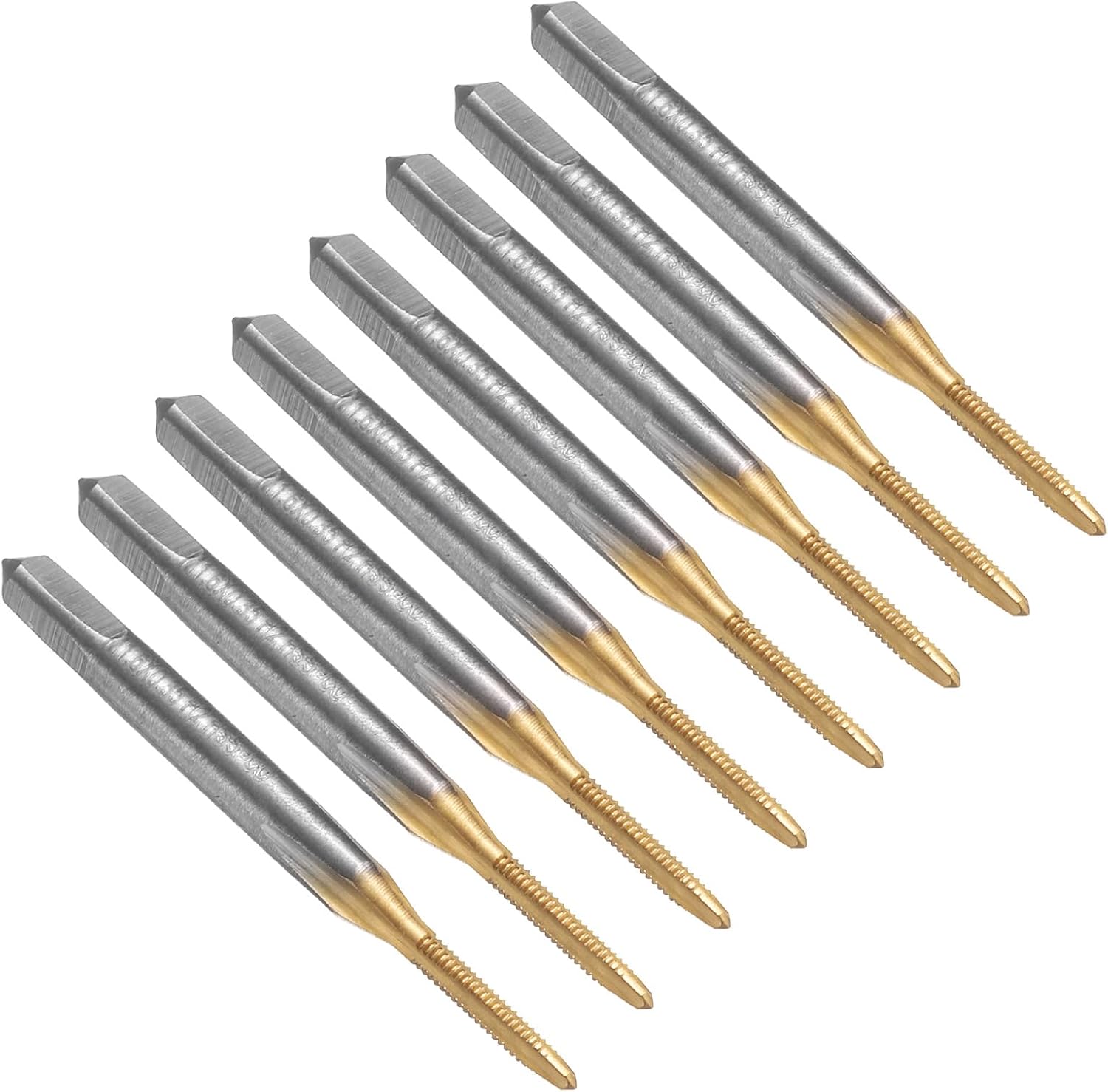 uxcell 8pcs Straight Flute Thread Tap, M1.6 x 0.35 Metric Titanium Coated Screw Threading Tapping Tool Thread Milling Machine Taps, M35 High Speed Steel with Cobalt