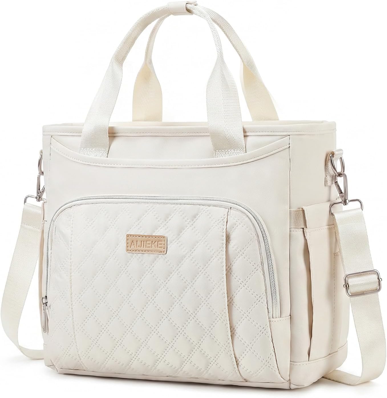 AIJIEKE Large Insulated Lunch Bag for Women Men, Work Lunch Box Tote, Beige