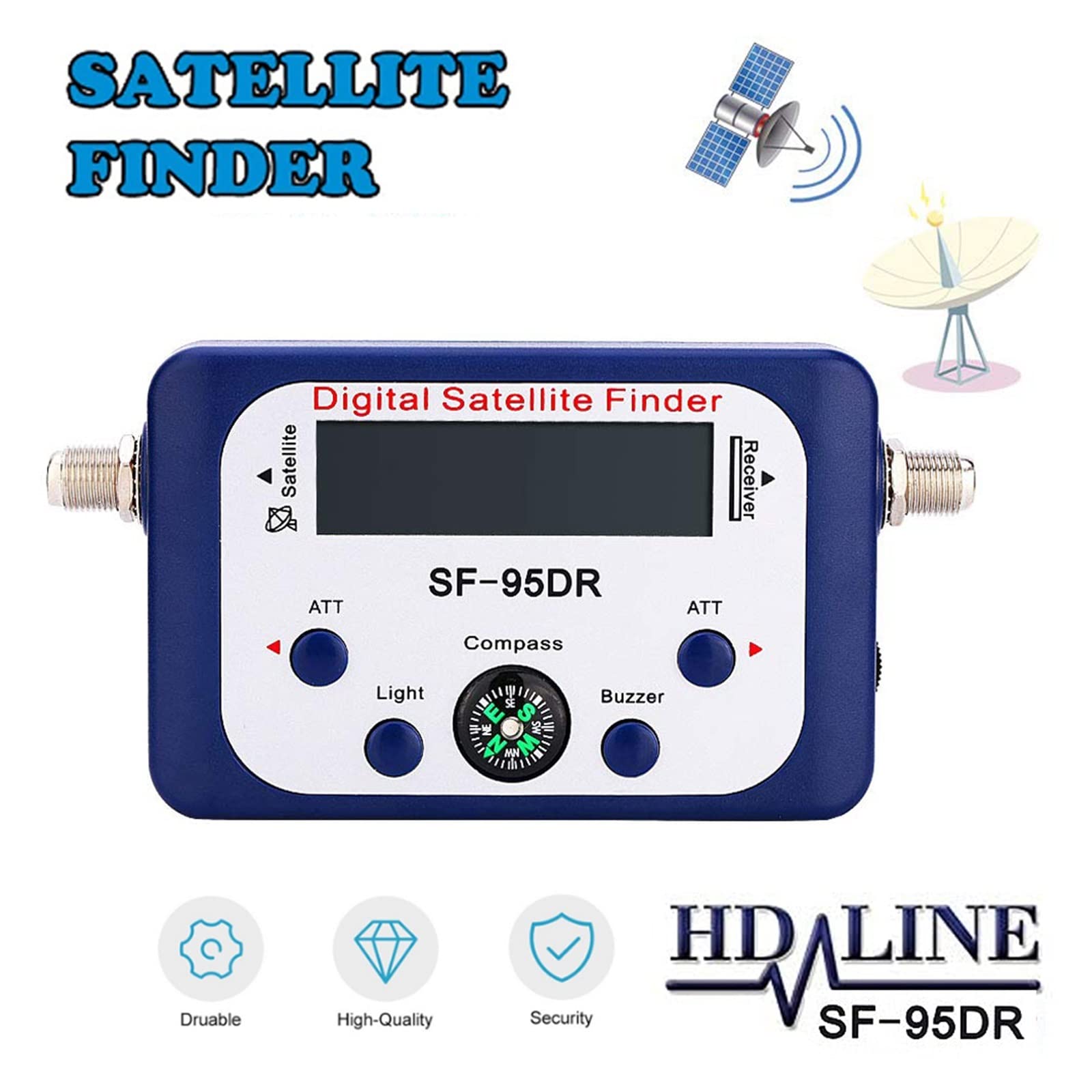 Rilevatore di segnale satellitare, Ricerca del segnale TV con visualizzazione digitale cercatore satellitare for DVB -S DVB-S2 puntatore della bussola