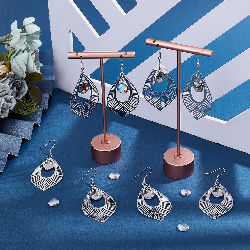 UNICRAFTALE 20 Sets Stainless Steel Teardrop Dangle Earring Making Kits Blank Dome Dangle Earrings Transparent Ear Hooks with Glass Cabochon Glass Cabochon Settings for Jewelry Making