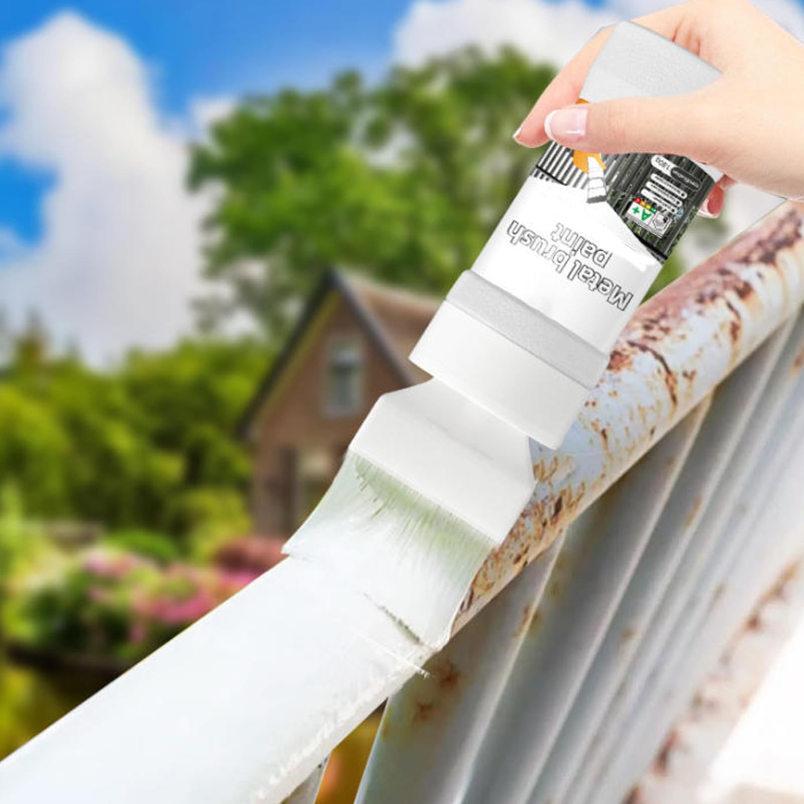Peinture argentée métallisée à base d'eau avec pinceau intégré (6pcs)