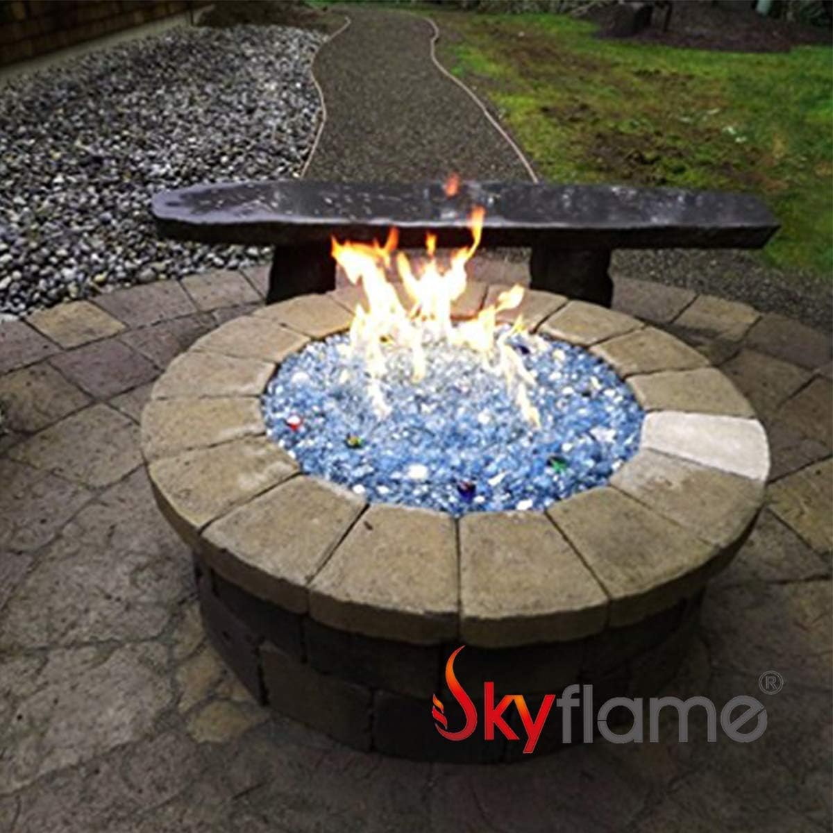 Skyflame 30-Inch Round Fire Pit Burner Ring and Universal Gas Valve Key