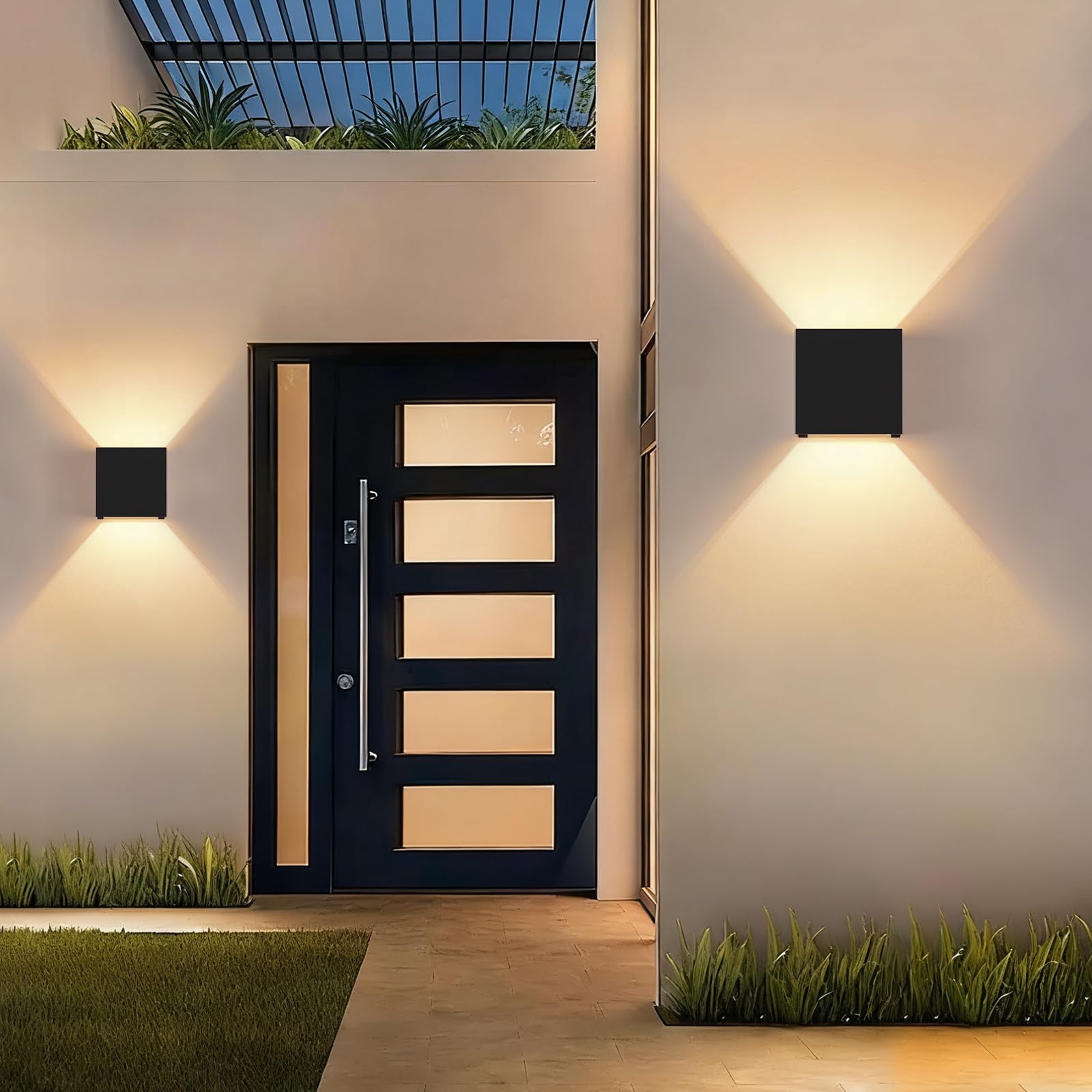 LED Wandleuchte Aussen Wandlampe - 4ER Außenwandleuchte Schwarz | Wasserdicht Aussenlampe Up Down Wandleuchten Innen mit Austauschbarer G9 Flurlampe für Wohnzimmer Hauswand Treppenhaus