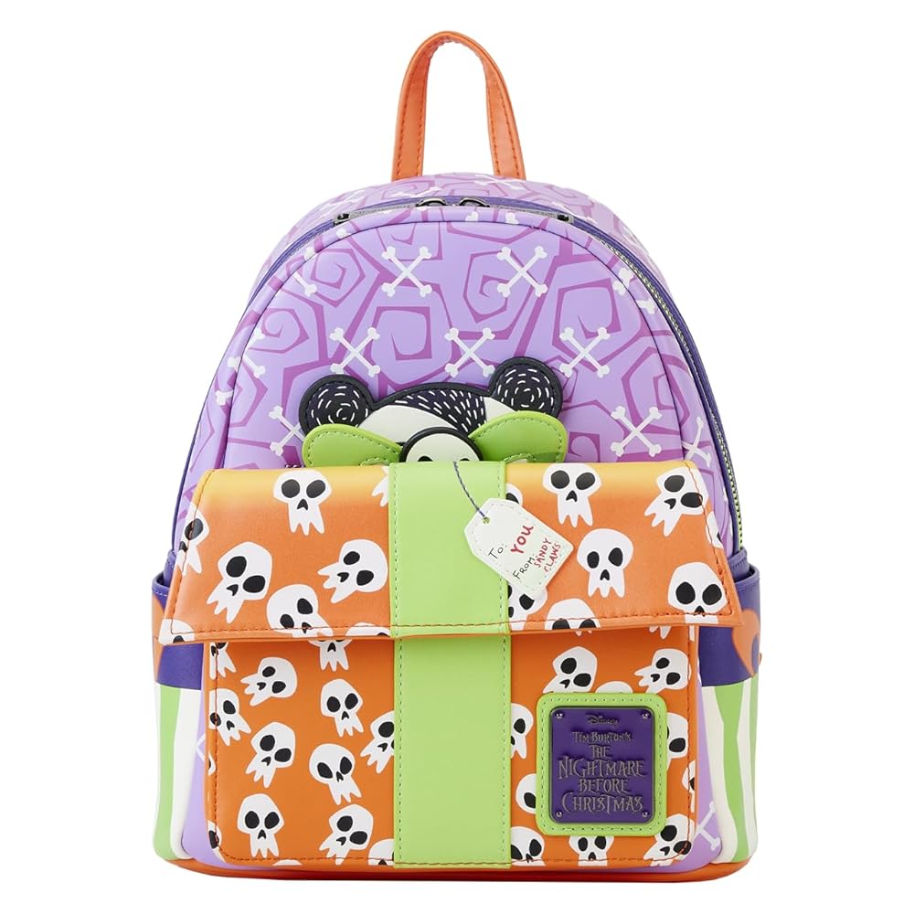 【Lounge Fly】Nightmare Before Teddy Present Mini Backpack Amazon.com | Loungefly Disney Nightmare Before Christmas