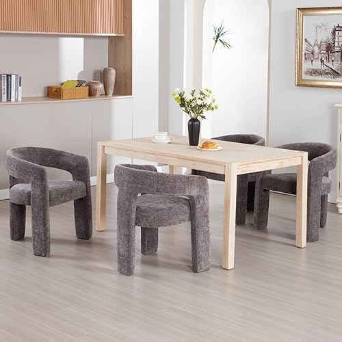 Miniatura 7 de Silla de comedor moderna de felpilla tapizada de tela con brazo, cómoda silla auxiliar para cocina, sala de estar, recepción, color negro carbón, 1