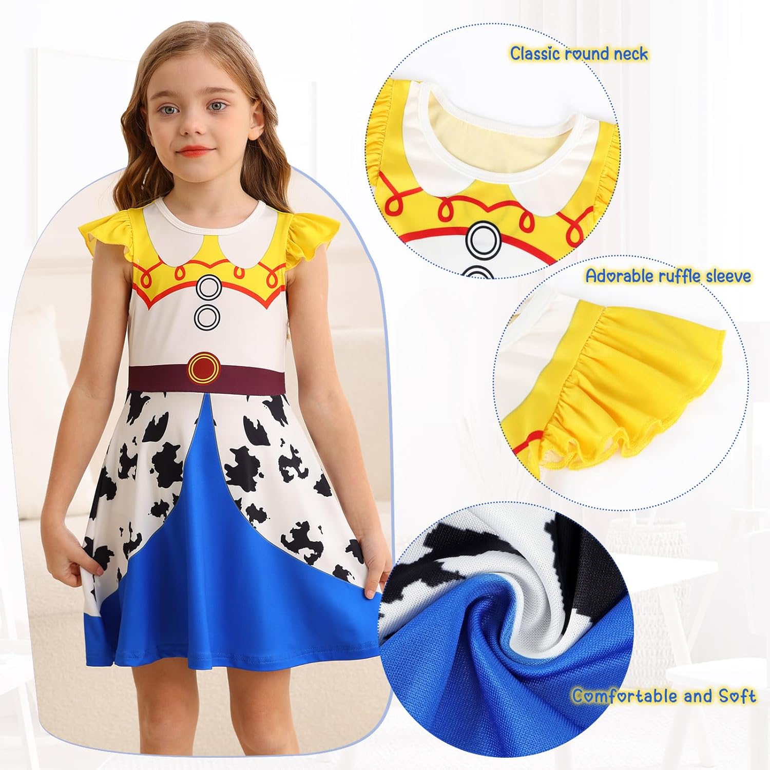 AmzBarley Doll and Girl Matching Nightgown Princess Pajamas Night Gown Dress for Girls and 18" Dolls Clothes - Image 4