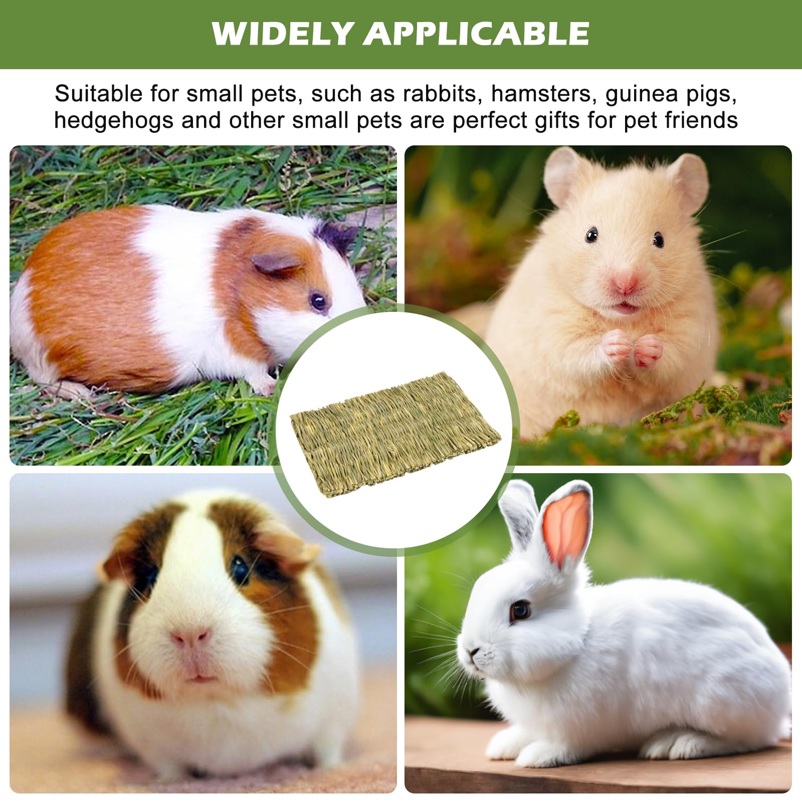 Lot De 10 Tapis D'herbe Pour Les Lapins, Tapis Tissé Pour Petits Animaux, Tapi D'herbe Pour Petits Animaux, 28 X 20cm Tapi D'herbes Naturel Tissé À La Main Pour Hamster, Cochon, Lapin Et Perroquet