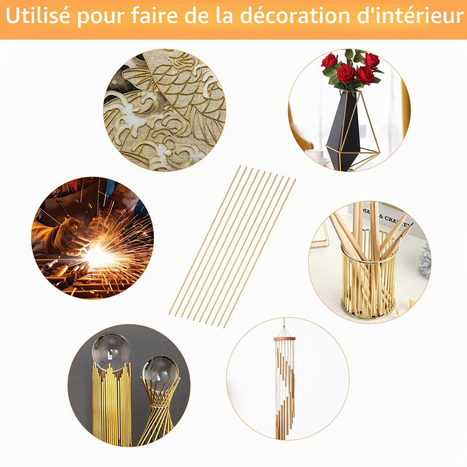 Lot de 50 tiges en laiton de 1 mm en métal massif pour modélisme radiocommandé, avion, hélicoptère, loisirs créatifs (100 mm de longueur)