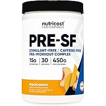 Nutricost Stim-Free Pre-Workout, 30 Servings Peach Mango - Caffeine Free, Stimulant Free, Non-GMO, Gluten Free