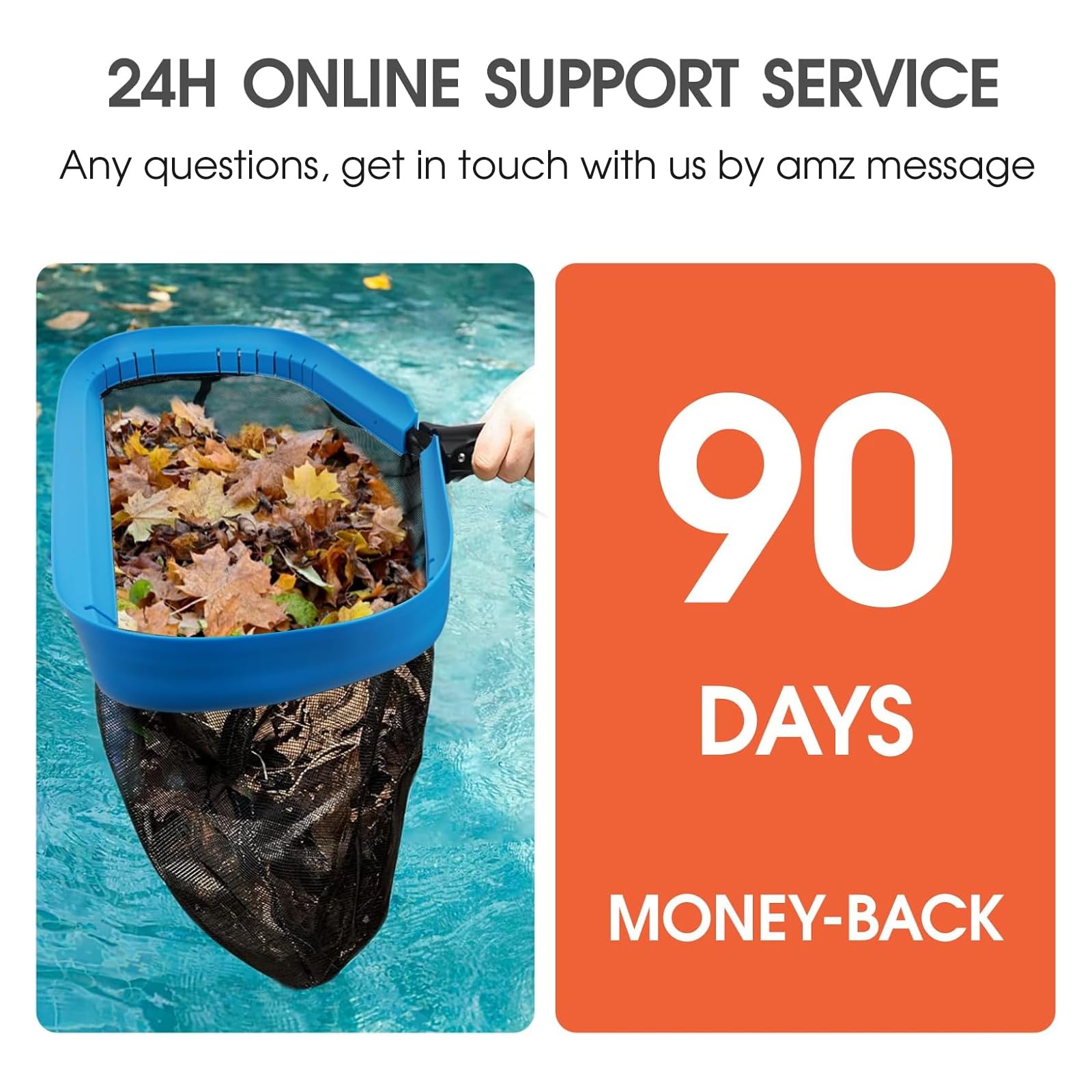 20'' Self-Repair Pool Skimmer Net Pool Cleaning Net with Heavy Duty Nylon Mesh, Aluminum Frame, Deep Debris Bag, for Above Ground Pool In-ground Pool Leaf Rake Net (Without Pole)