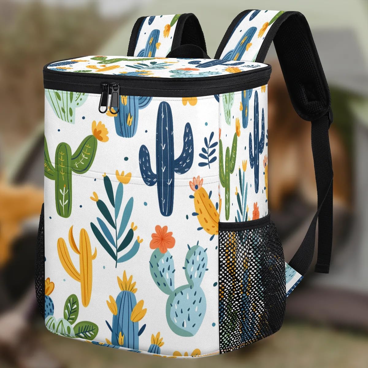 Cowboy Cactus Backpack Cooler Leakproof Insulated Cooler Bag Beach Travel Camping Lunch Backpack for Men Women